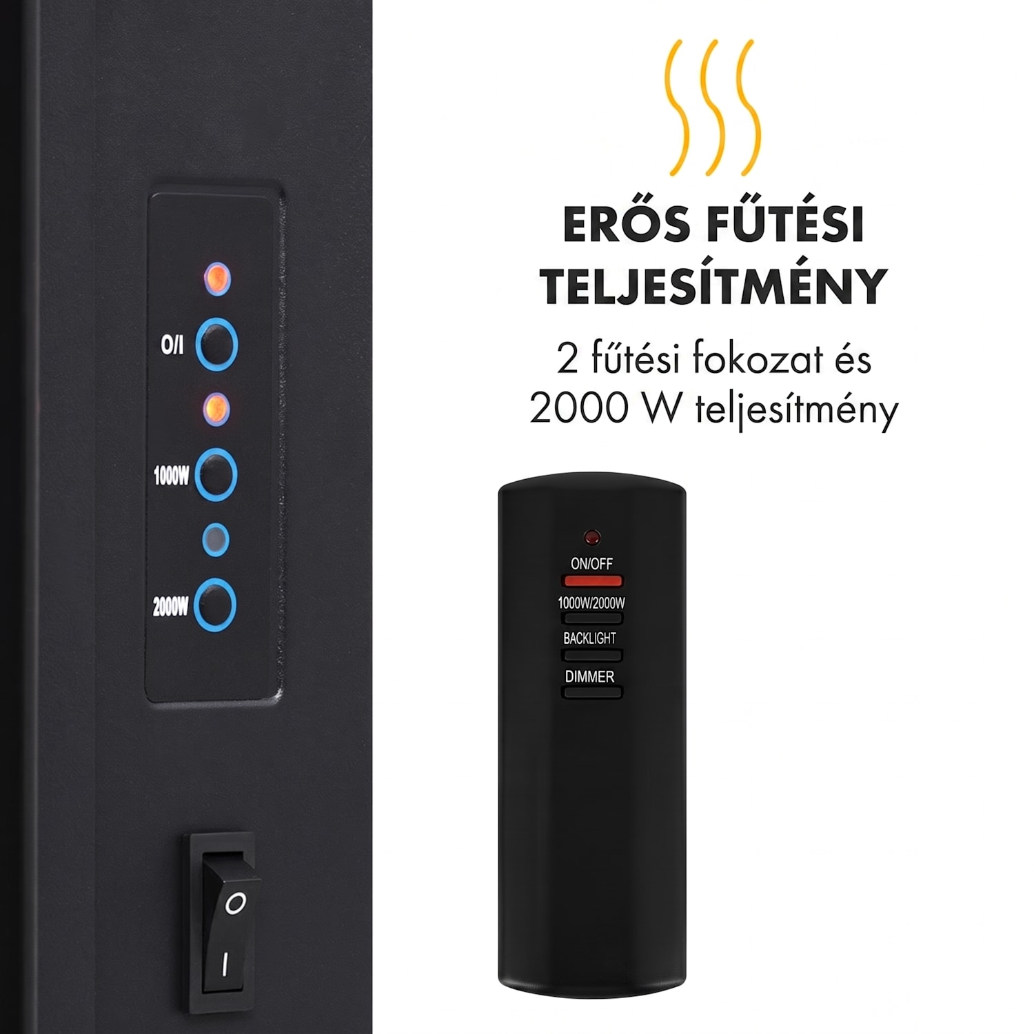 Lausanne Vertical, elektromos kandalló, 2000 W, heti időzítő, fekete 2000 W | Függőleges | Fekete