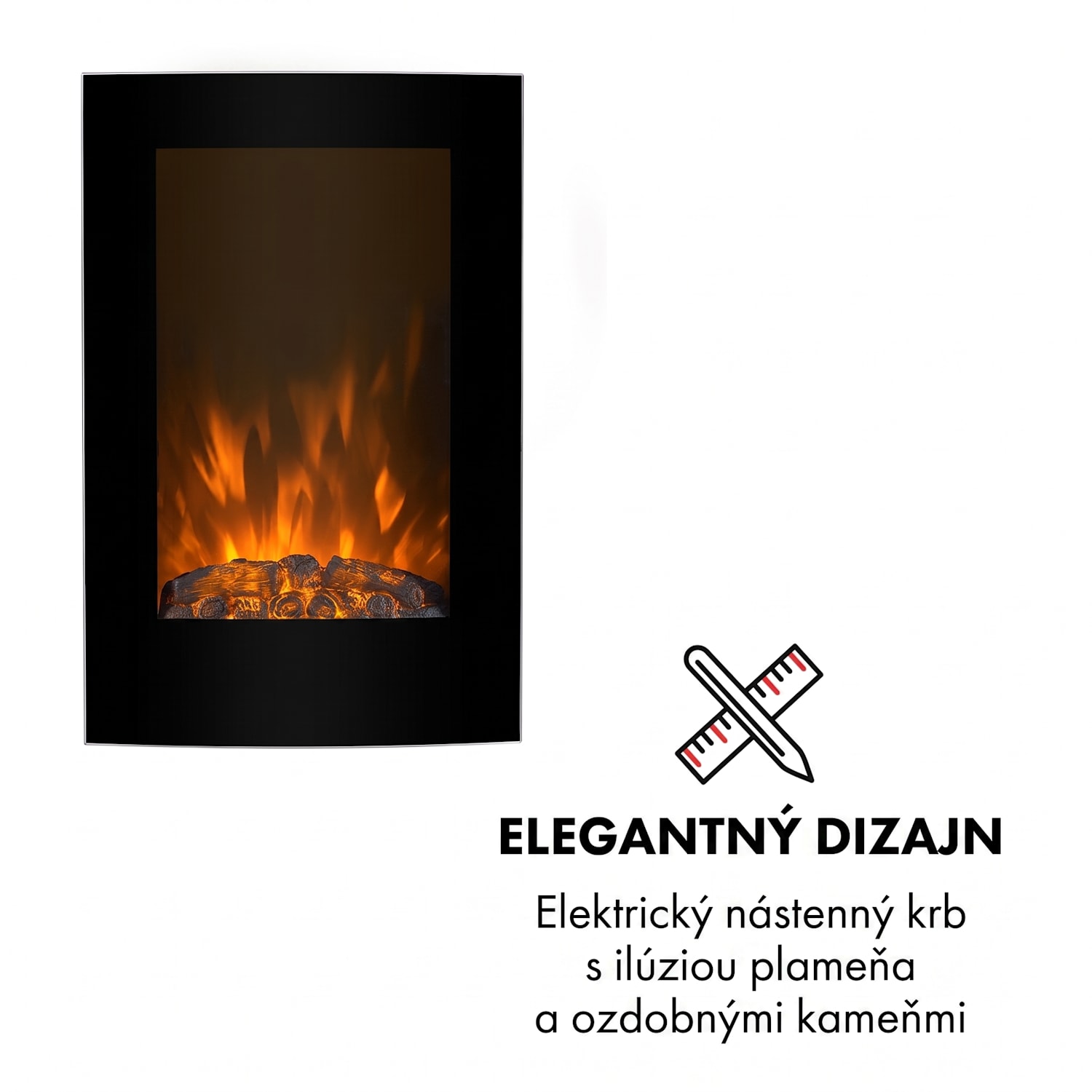 Lausanne Vertical, elektrický krb, 2000 W, týždenný časovač, čierny 2000 W | Vertikálny | Čierna