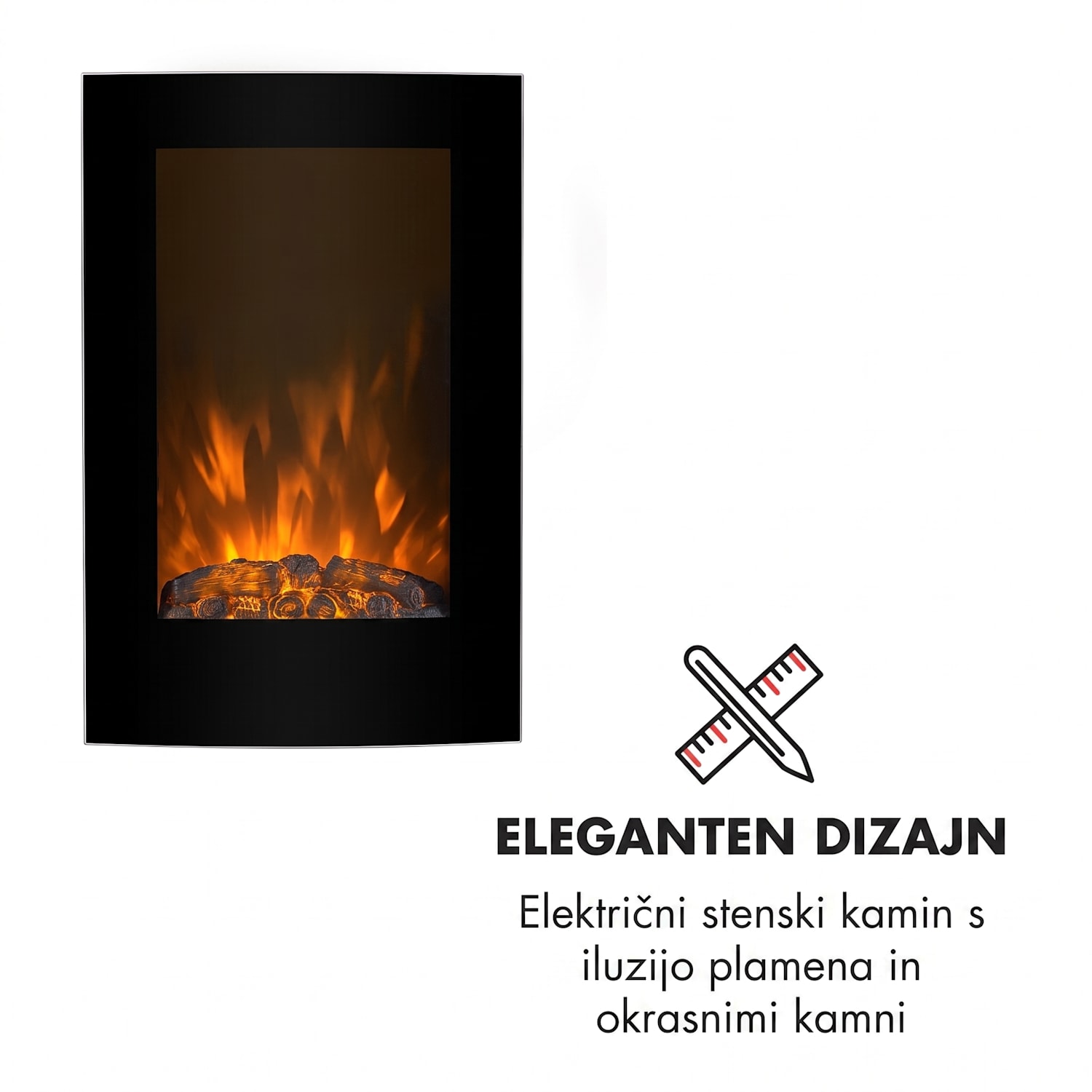 Lausanne Vertical, Električni kamin, 2000 W, daljinski upravljalnik 2000 W | Vertikalno | Črna