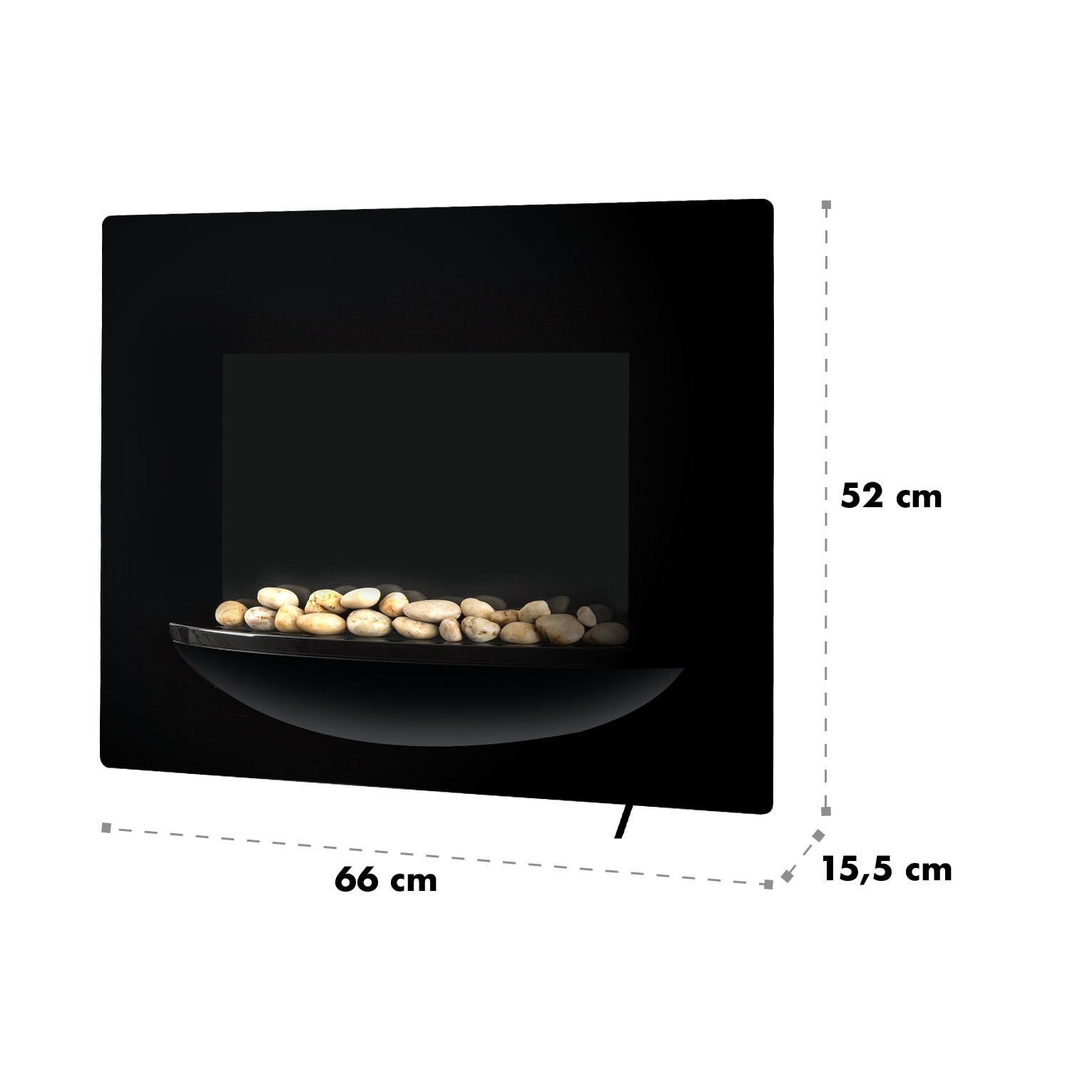 Feuerschale elektrische wandhaard 1800W vlammenillusie decoratieve stenen  