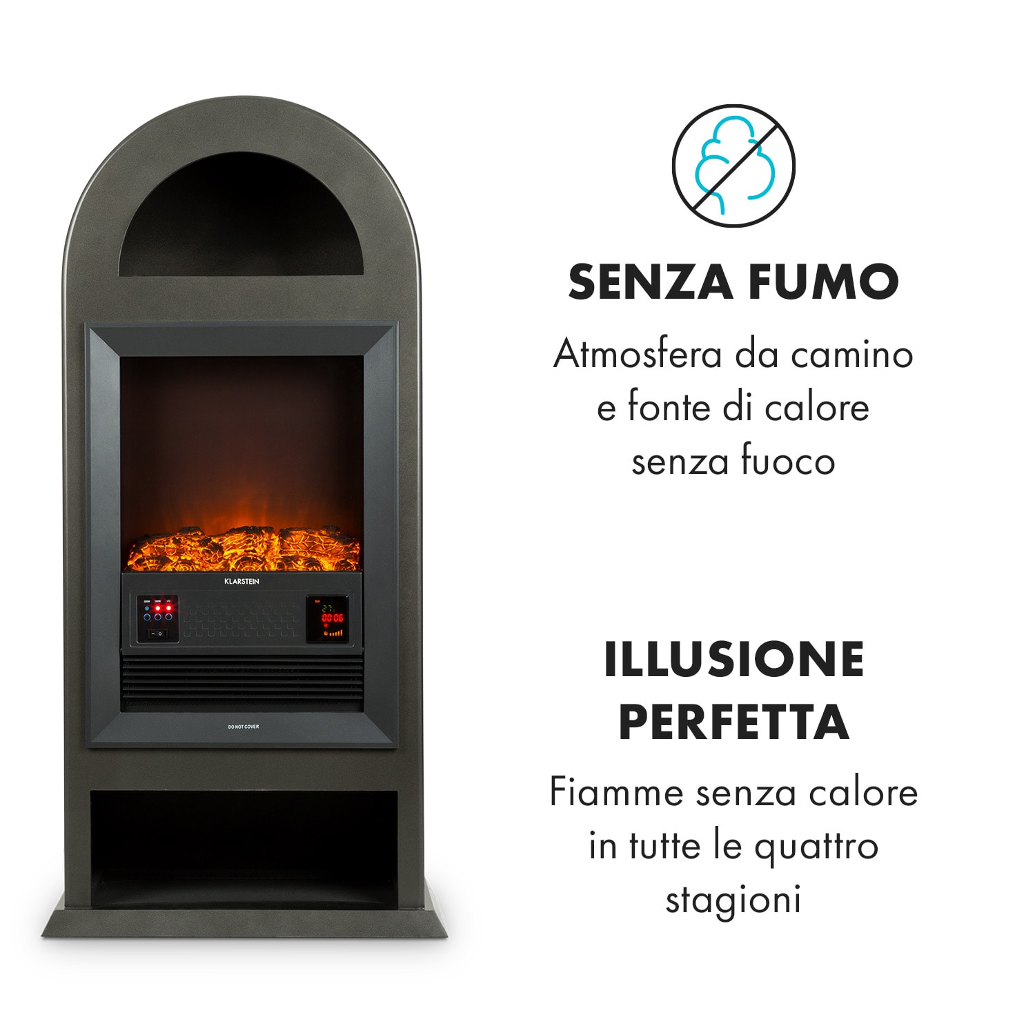 Blockhouse Camino Elettrico A Vista 2000 Watt finitura in stile ghisa 