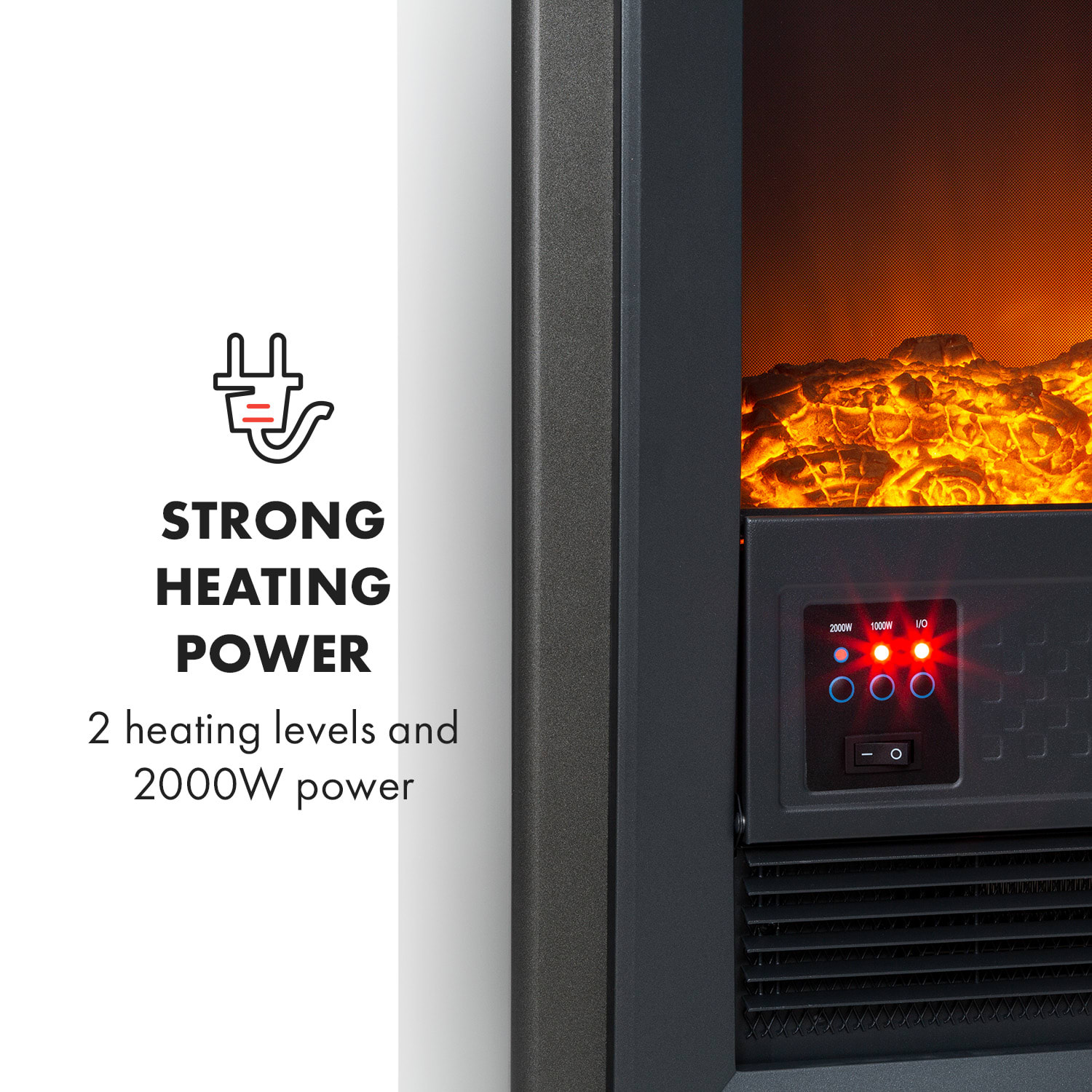 Blockhouse elektrische haard vrijstaand 2000 Watt - gietijzer optiek 