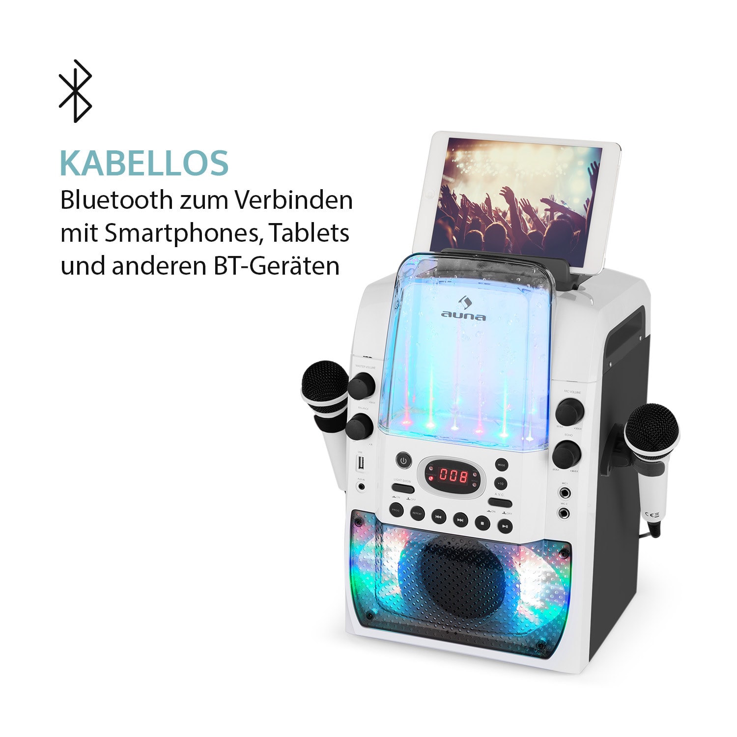 Kara Liquida BT Karaoke-Anlage Lichtshow Wasserfontäne Bluetooth
