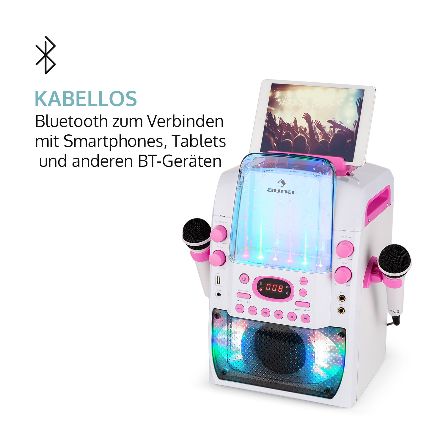 Kara Liquida BT Karaoke-Anlage Lichtshow Wasserfontäne Bluetooth