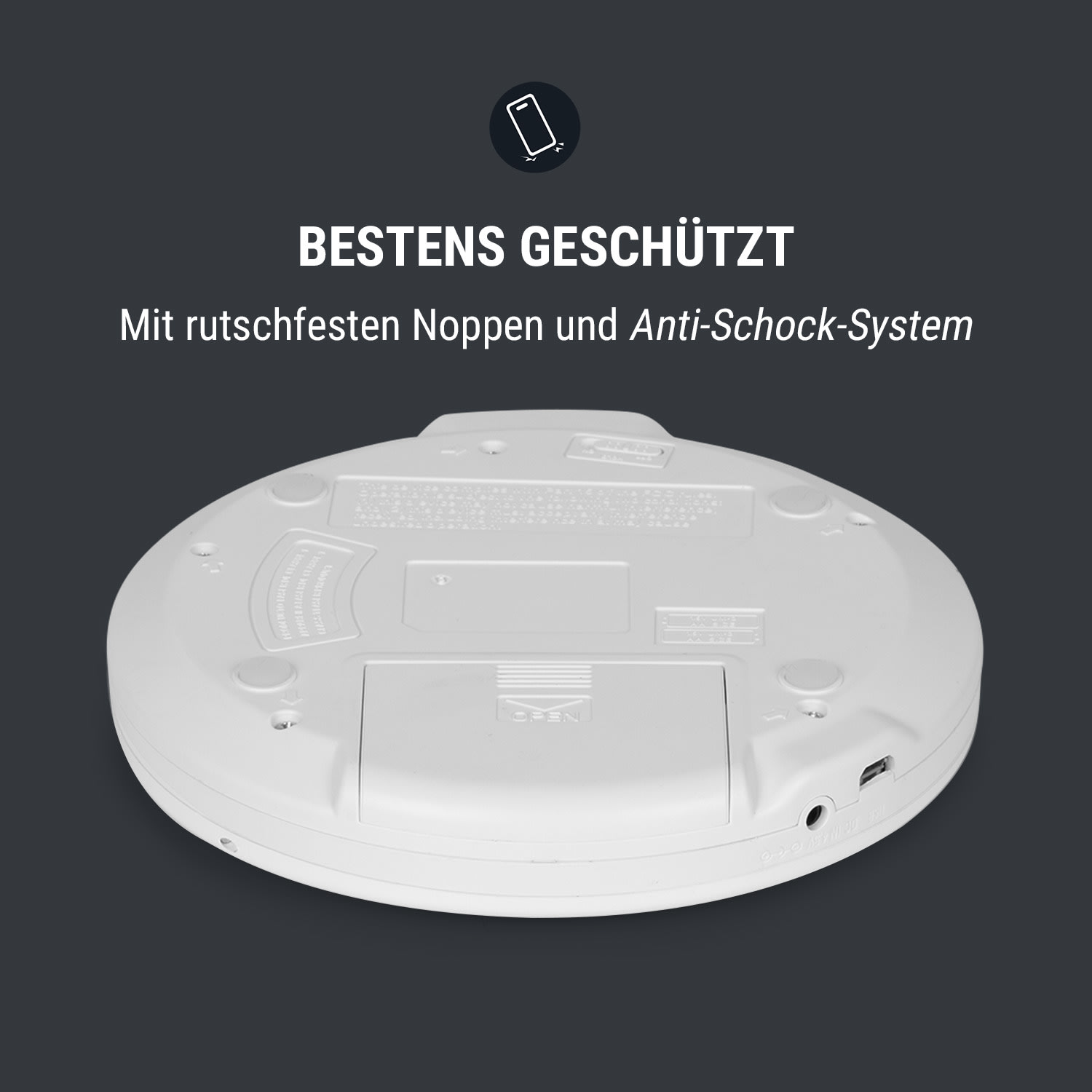 CDC 100MP3 Lettore CD portatile LCD ASP Amplificazione bassi 2x1, 5V, bianco 