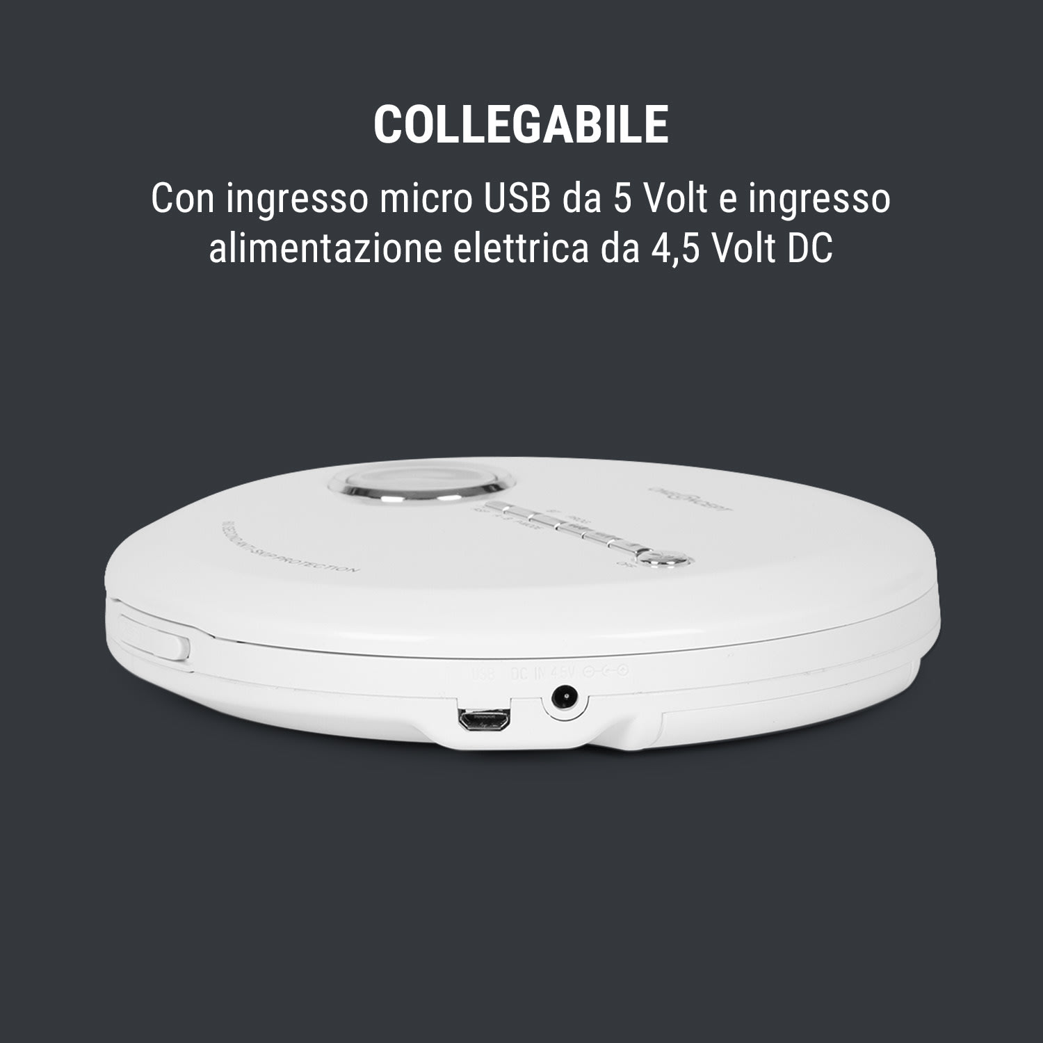 CDC 100MP3 Lettore CD portatile LCD ASP Amplificazione bassi 2x1, 5V, bianco 