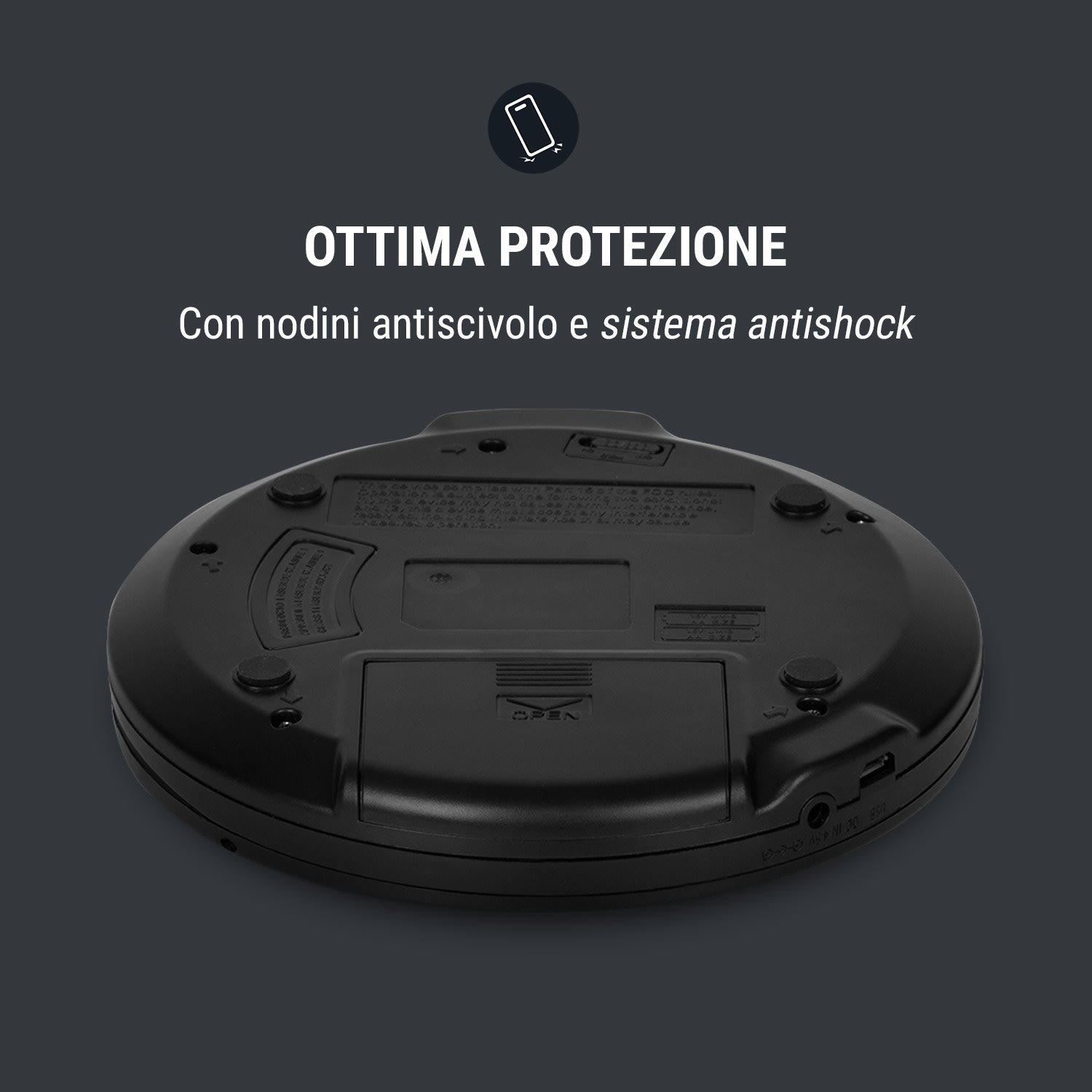 CDC 100MP3 Lettore CD portatile LCD ASP Amplificazione bassi 2x1,5V, nero 