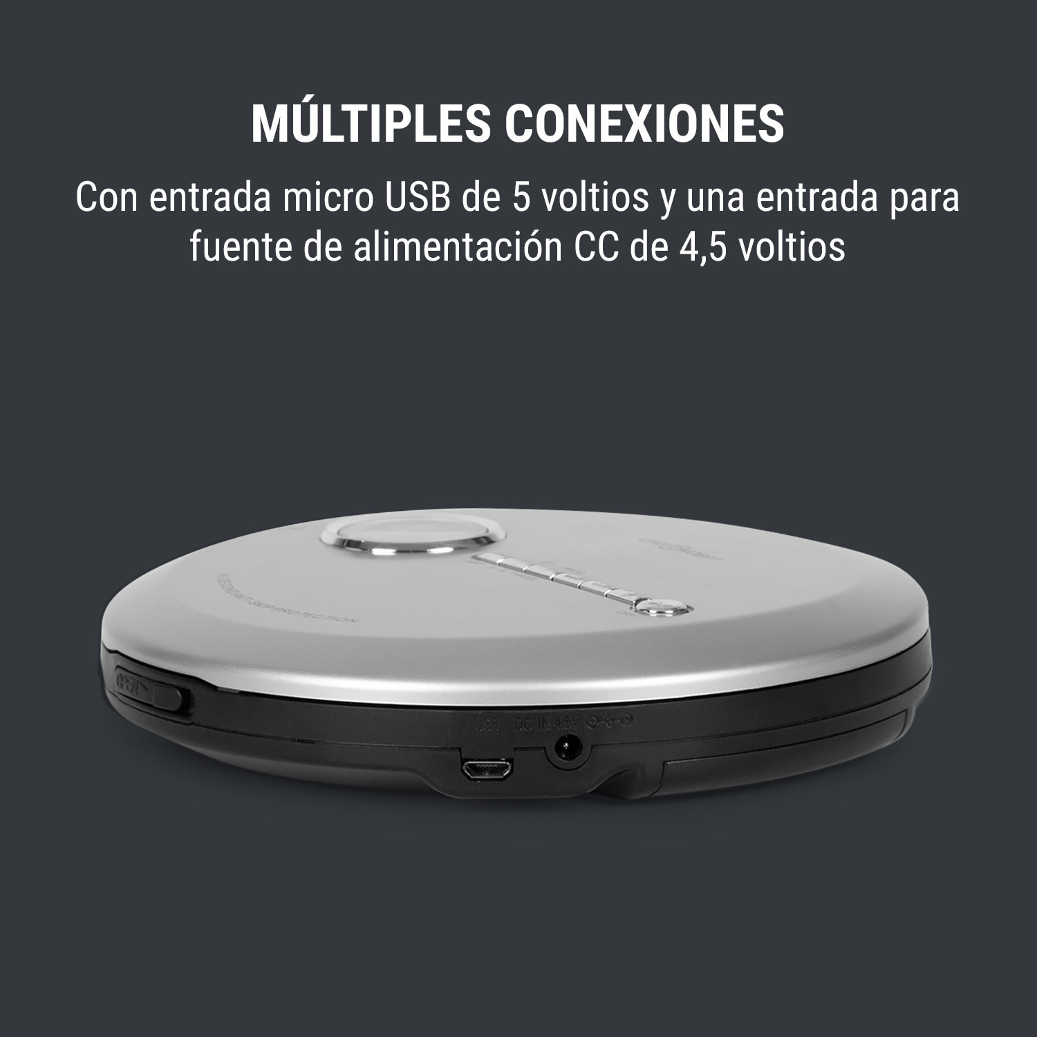 CDC 100MP3 Discman reproductor de CD, CD-R, CD-RW y MP3-CD, USB, sistema antichoque, plateado