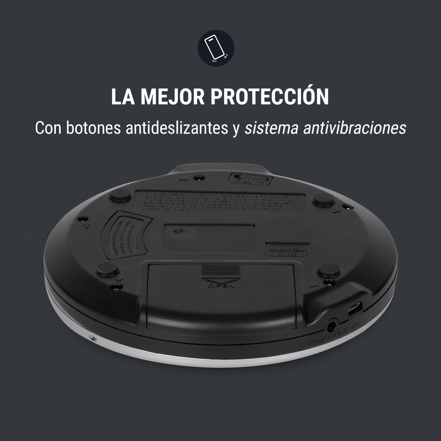 CDC 100MP3 Discman reproductor de CD, CD-R, CD-RW y MP3-CD, USB, sistema antichoque, plateado 