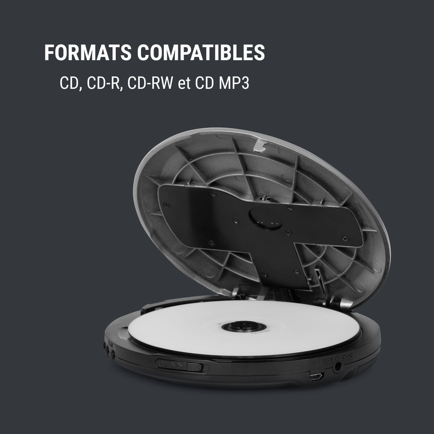 CDC 100 MP3 discman draagbare CD speler anti-shock ESP micro-USB zilver 