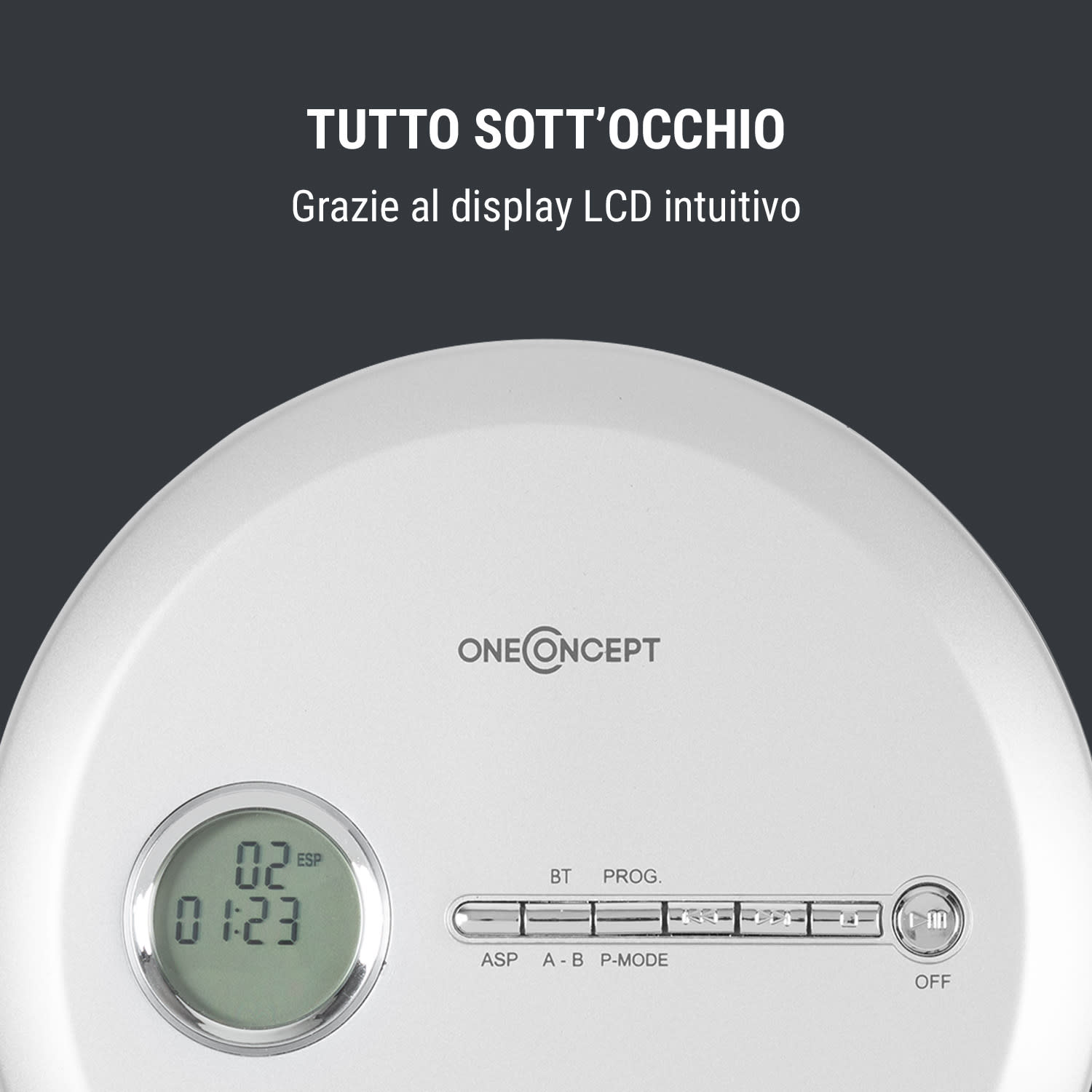 CDC 100MP3 Lettore CD portatile LCD ASP Amplificazione bassi 2x1, 5V, argento 