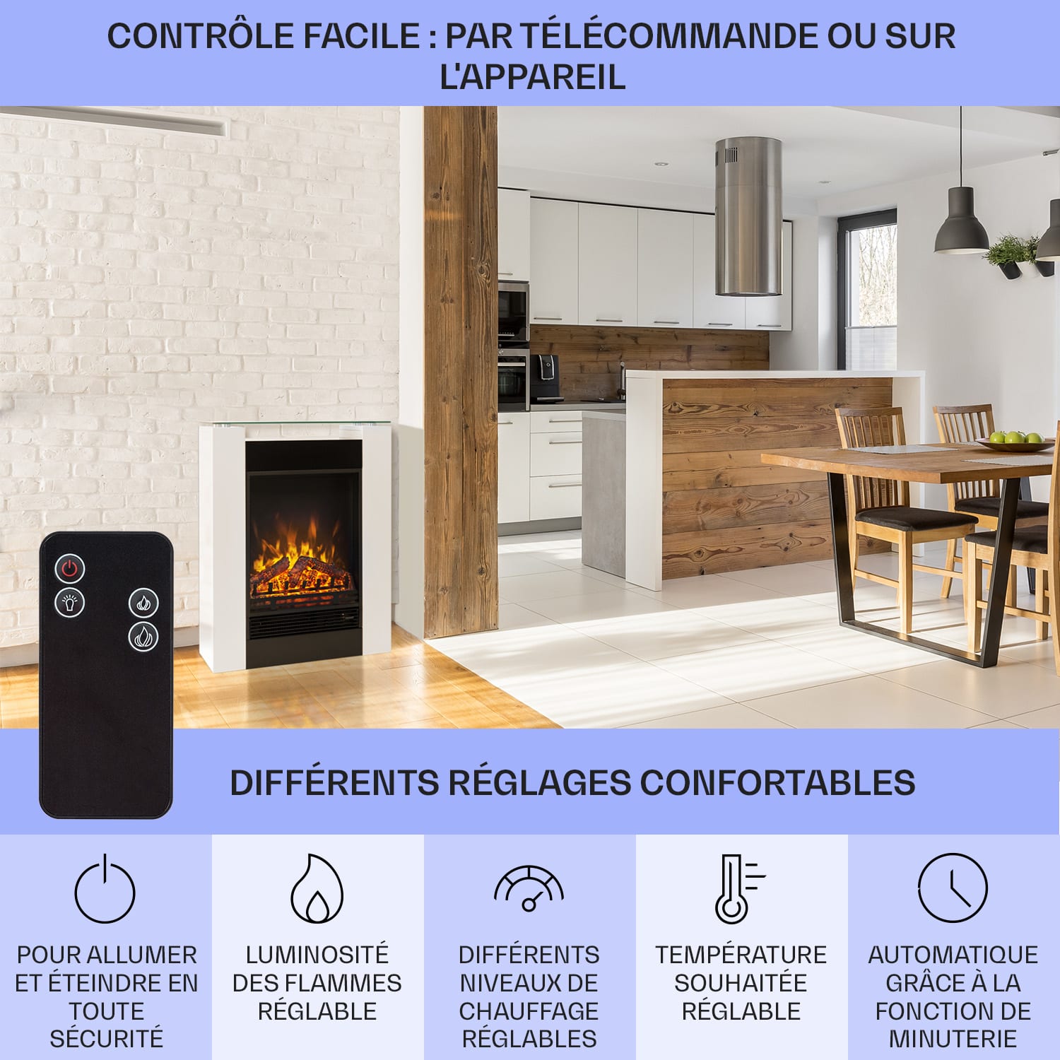 Studio 5 Cheminée électrique 900/1800 W Télécommande Non | Blanc