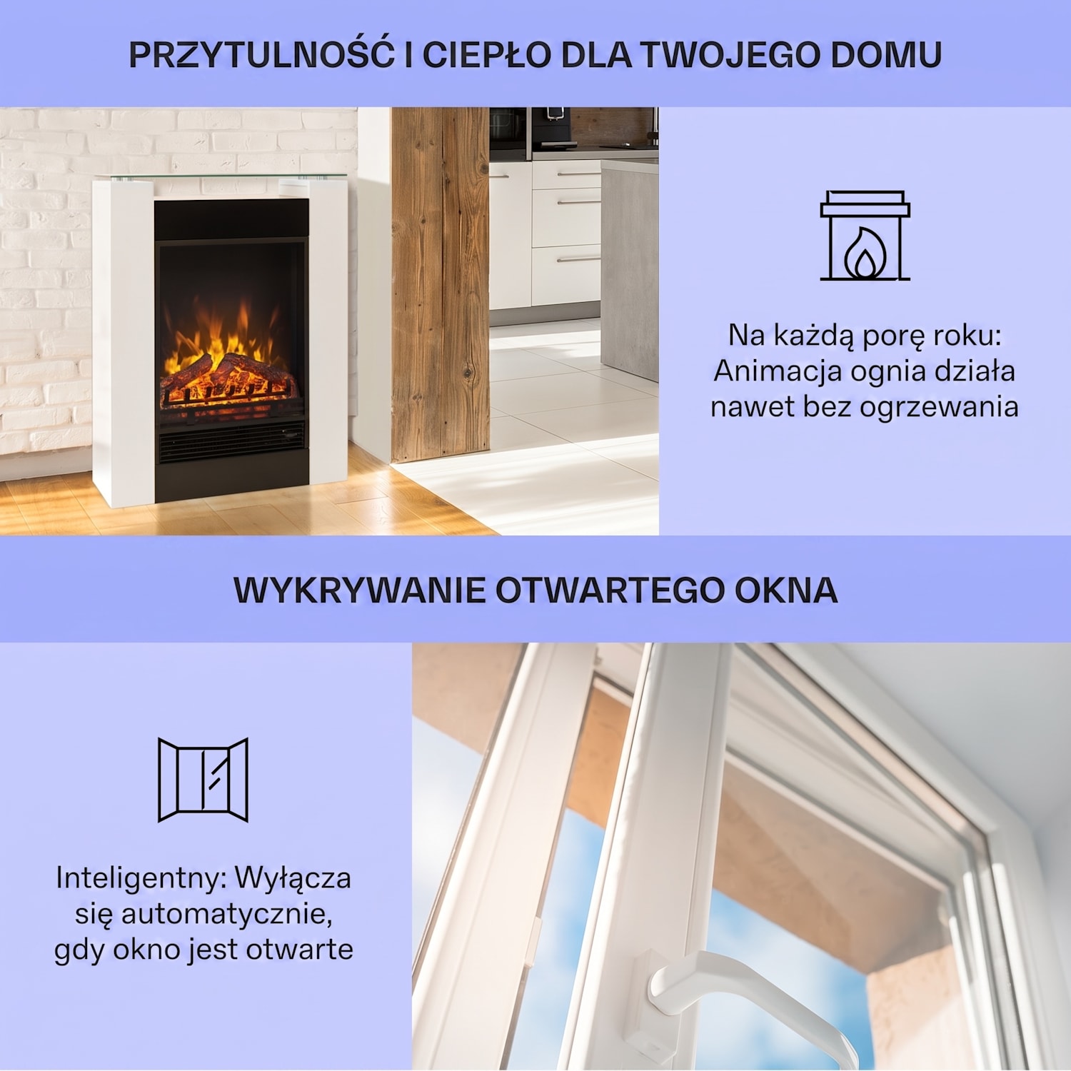 Studio-5, kominek elektryczny, termowentylator, 900/1800 W, pilot zdalnego sterowania, biały NIE | Biały