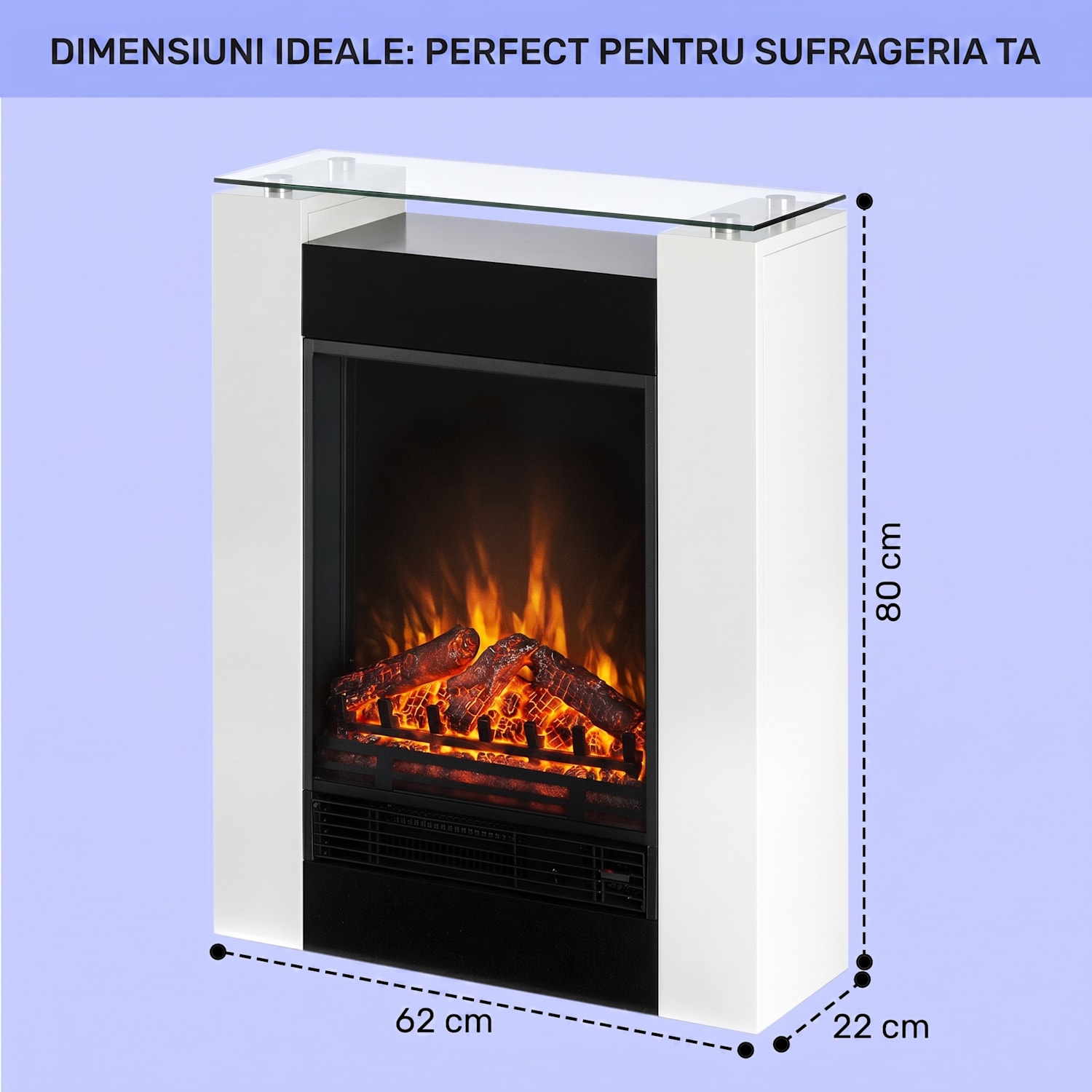 Studio-5, șemineu electric, ventilator cu aer cald, 900/1800 W, telecomandă, alb nu | Alb