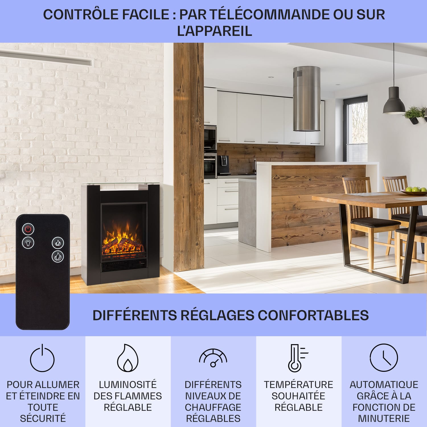 Studio 5 Cheminée électrique 900/1800 W Télécommande Non | Noir