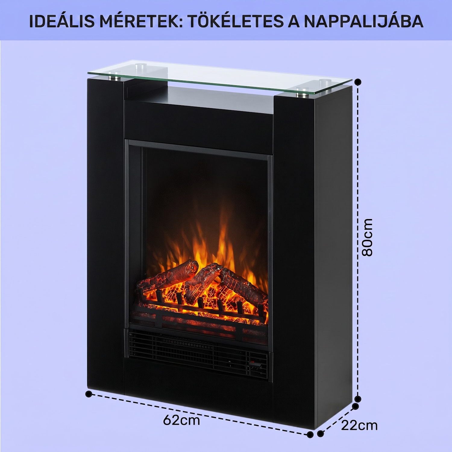 Studio-5, elektromos kandalló, forrólevegős ventilátor, 900/1800 W, távirányító, fekete nem | Fekete