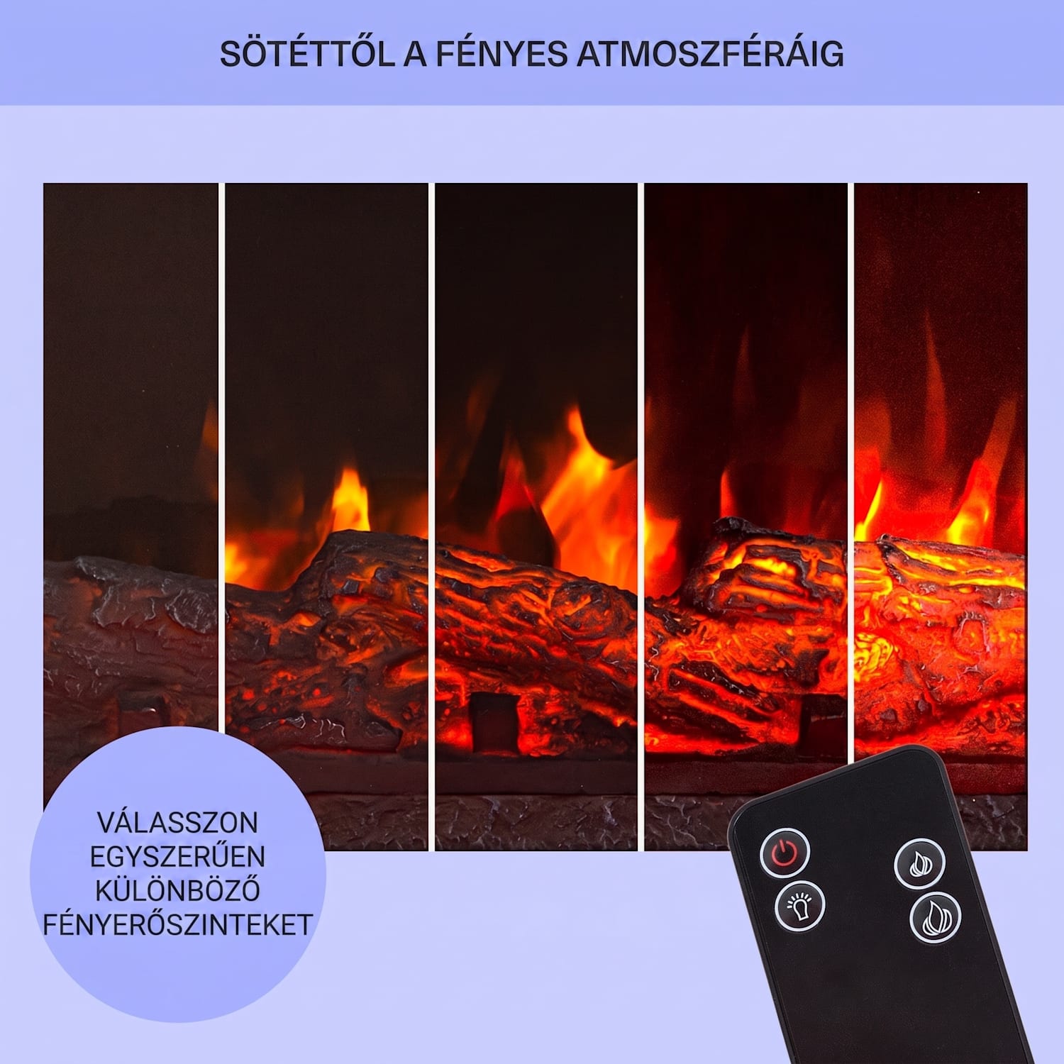 Studio-5, elektromos kandalló, forrólevegős ventilátor, 900/1800 W, távirányító, fekete nem | Fekete