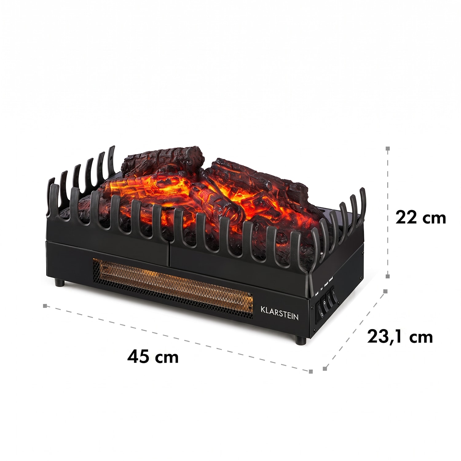 Kamini FX Chimenea eléctrica Estufa Calefactor Decoración 1000/2000W 2W LED 45x23x22cm