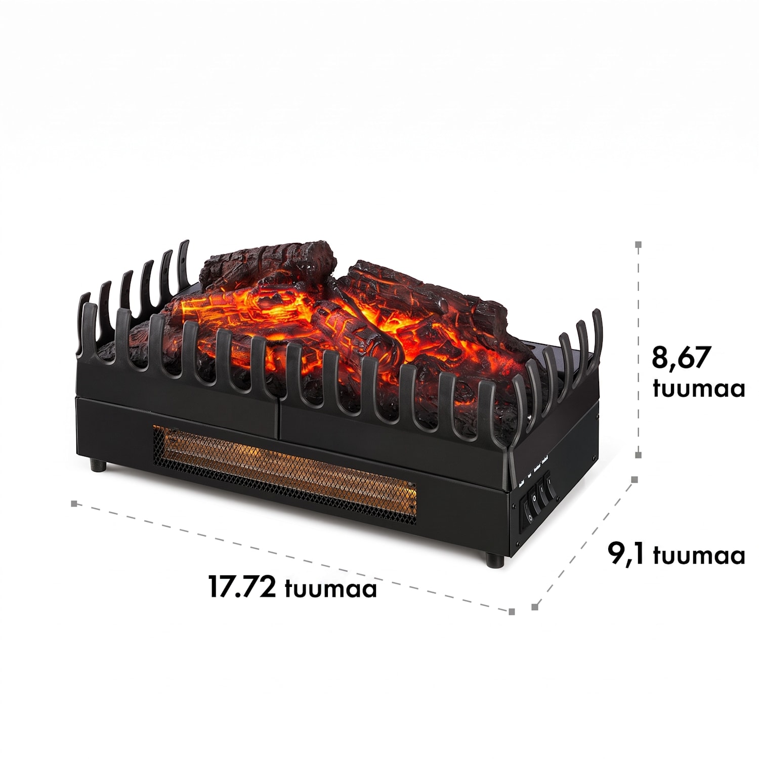 Kamini FX sähkötakka takka-alusta 1000 / 2000W 2W LED musta 45x23x22 cm