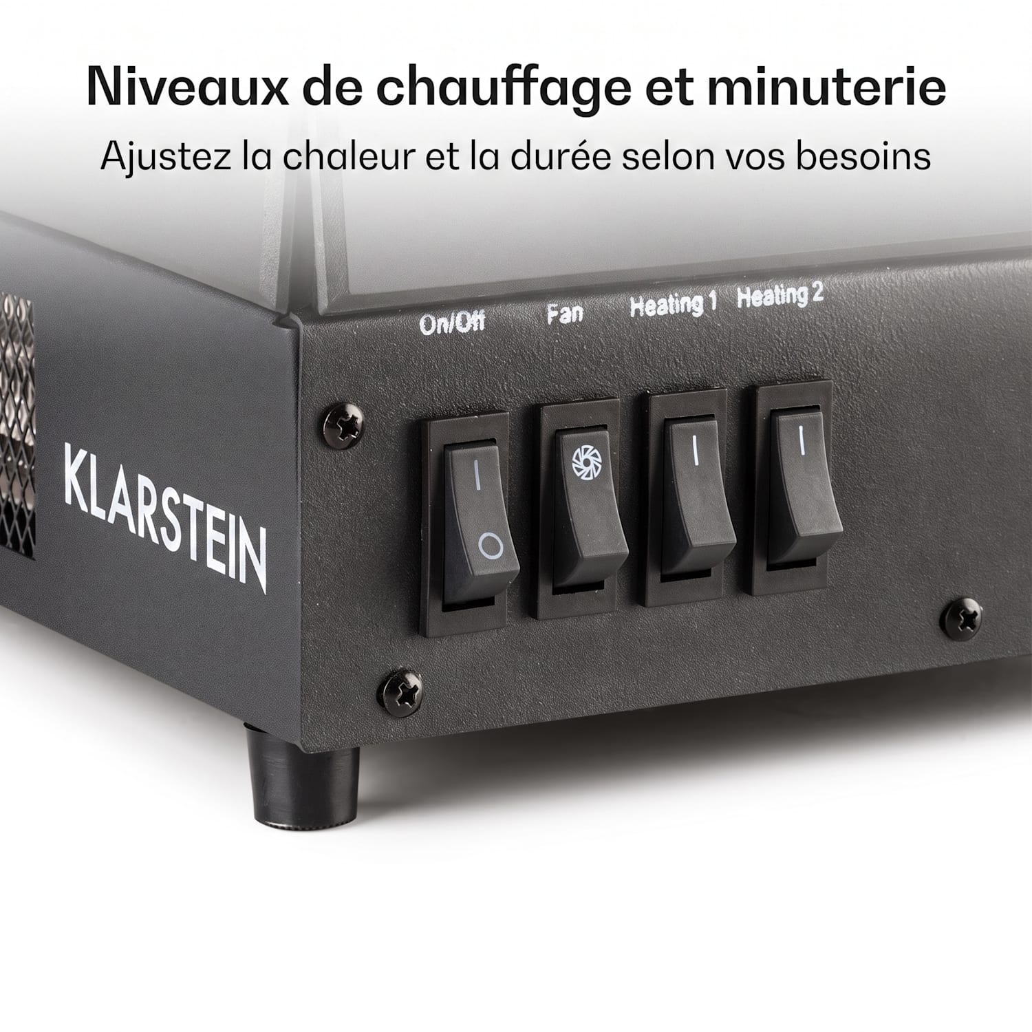 Kamini FX Cheminée électrique chauffage 1000 / 2000W 2W LED - noir 45x23x22cm