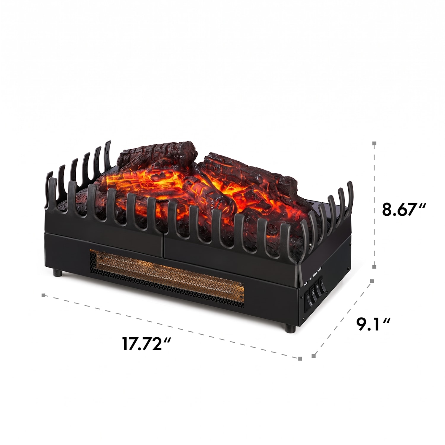 Kamini FX, elektromos kandalló, kandallóbetét, 1000/2000 W, 2 W LED, fekete 45x23x22 cm