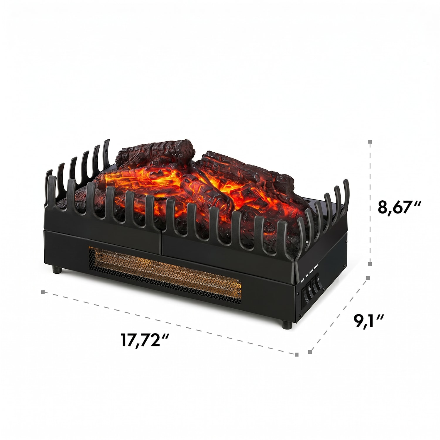 Kamini FX, kominek elektryczny, wkład kominkowy, 1000/2000 W, 2 W LED, czarny 45x23x22cm