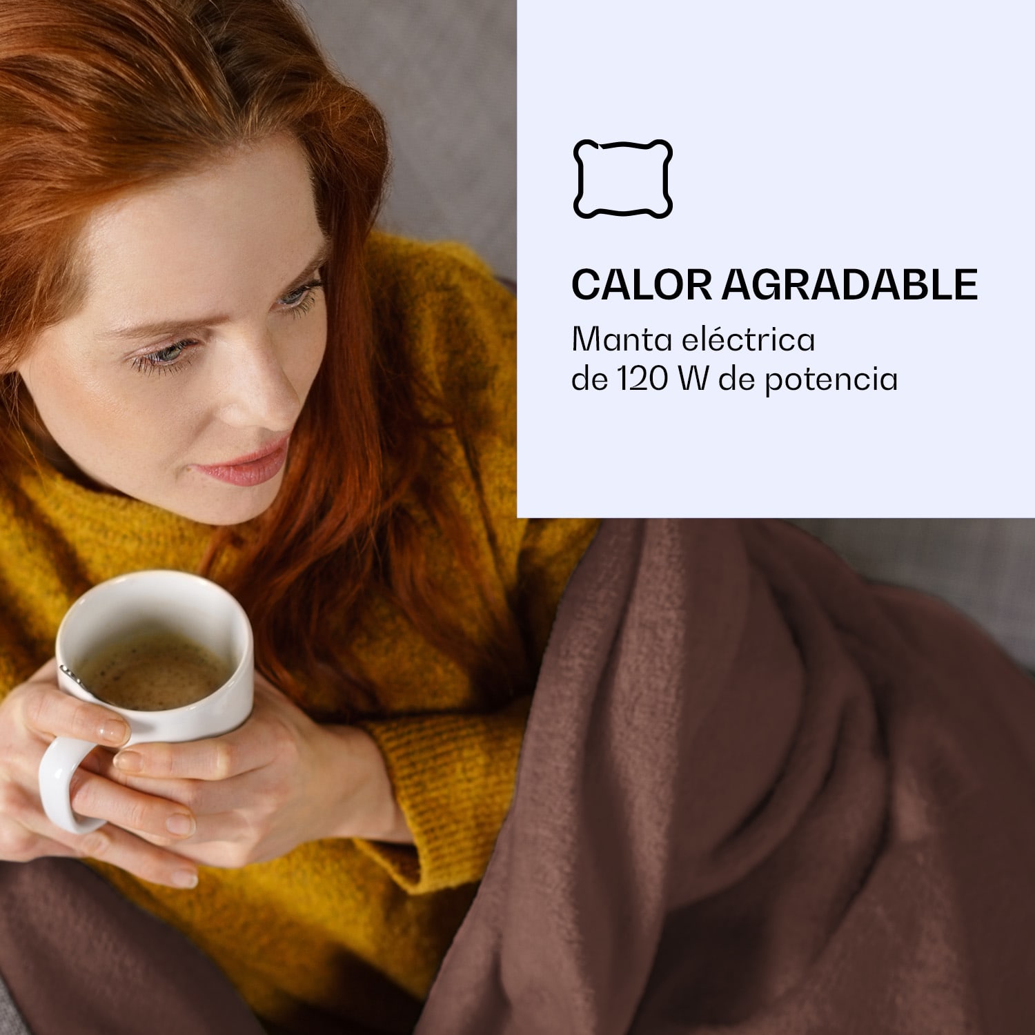 Dr. Watson XXL Manta eléctrica 3 niveles de potencia Lavable 200x180 cm Microfelpa Marrón Tierra | XXL