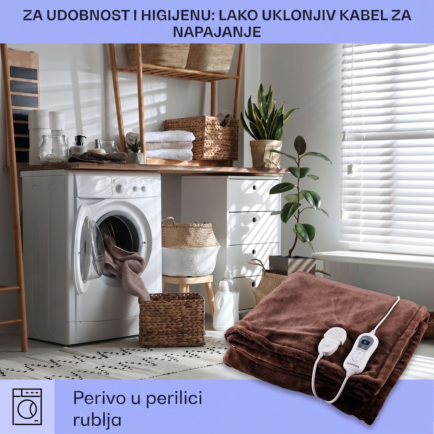 Dr. Watson XXL, električna deka, 3 razine snage, periva, 200x180cm, mikro pliš Zemljasto smeđa | XXL