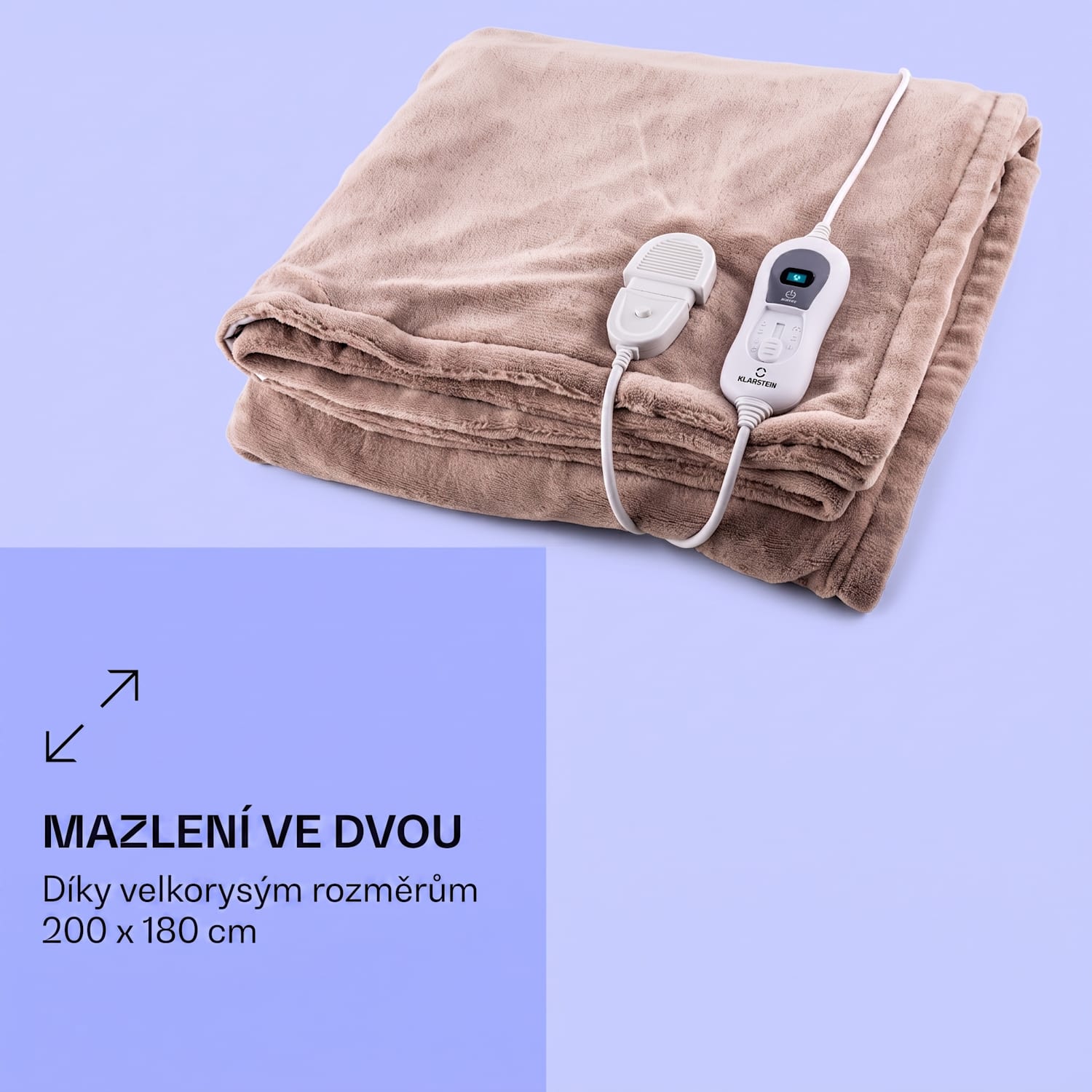 Dr. Watson XXL, výhřevná deka, 120 W, 200 x 180 cm, mikroplyš, béžová Teplá taupe | XXL