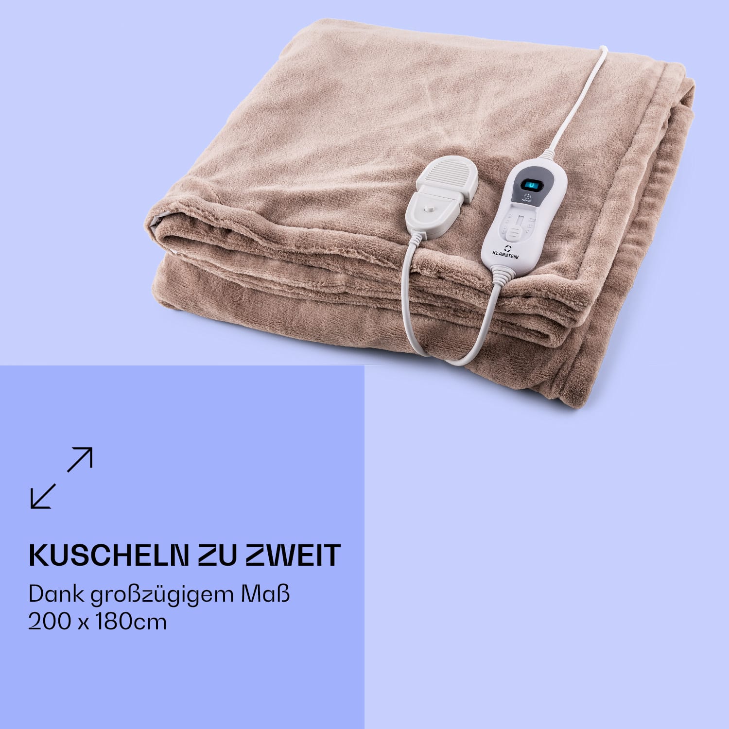 Dr. Watson XXL Heizdecke 3 Stufen waschbar 200x180cm Mikroplüsch Warmes Taupe | XXL