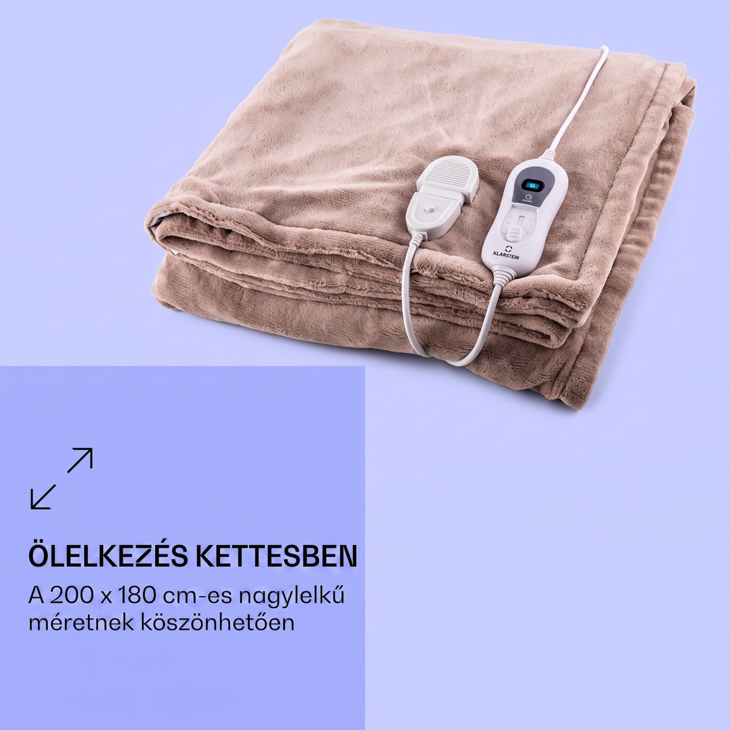 Dr. Watson XXL, melegítő takaró, 3 fűtési fokozat, mosható, 200 x 180 cm, mikroplüss Meleg szürkésbarna | XXL