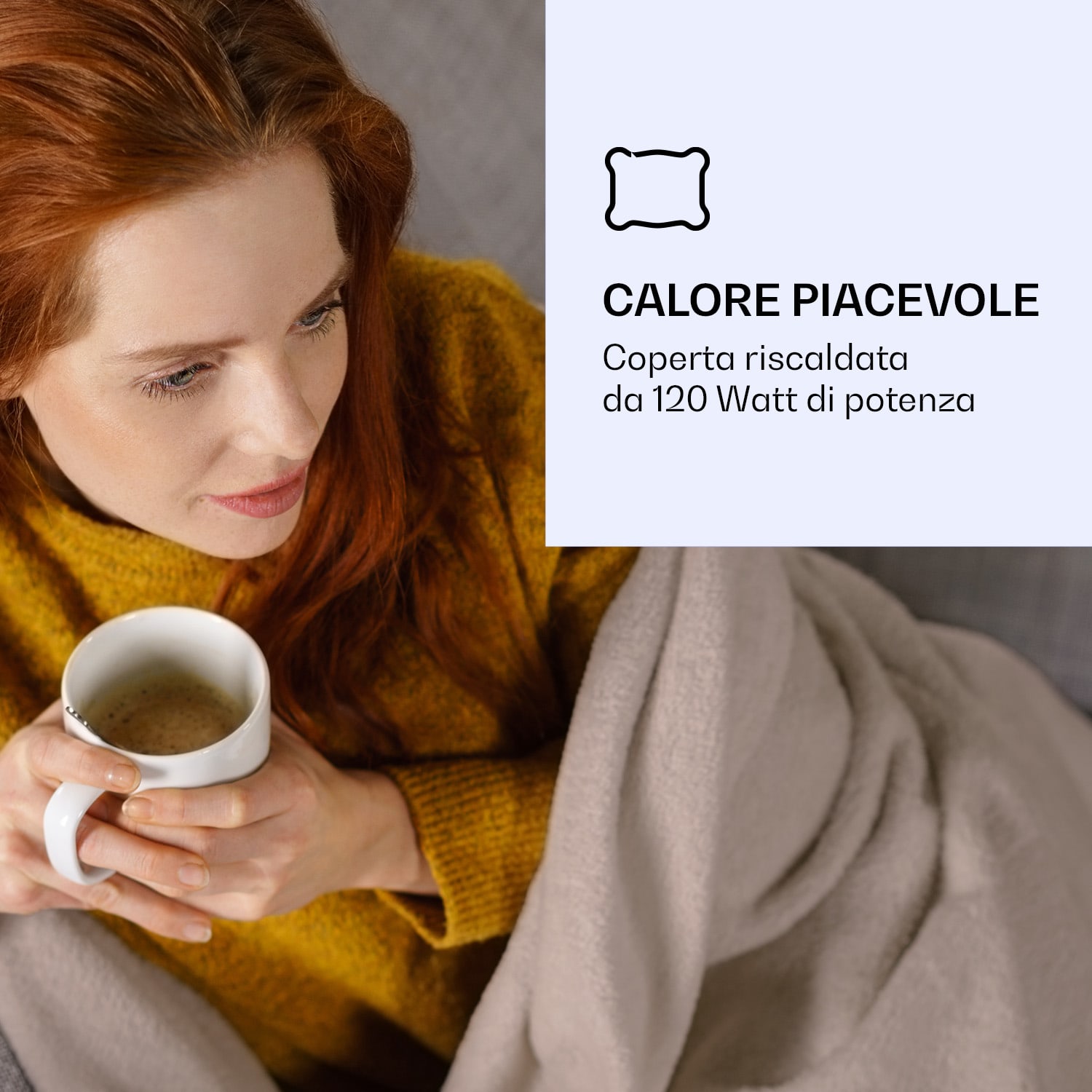 Dr. Watson XXL - Termocoperta, 3 livelli di potenza, lavabile, 200 x 180 cm, micro peluche Taupe caldo | XXL
