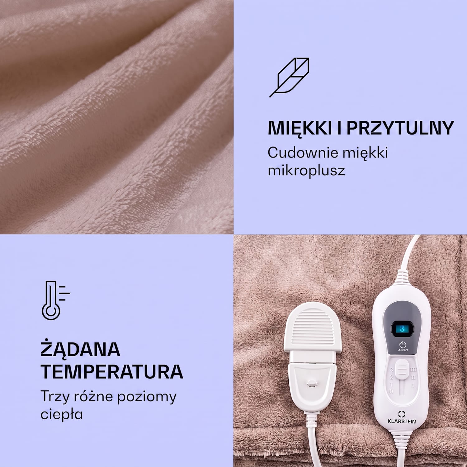 Dr Watson XXL koc elektryczny 120W nadajacy się do prania 200x180cm mi Ciepły Taupe | XXL