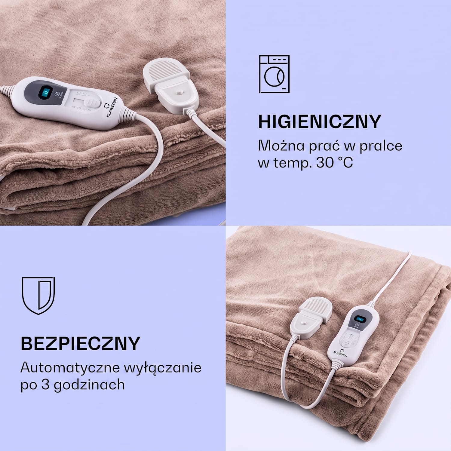 Dr Watson XXL koc elektryczny 120W nadajacy się do prania 200x180cm mi Ciepły Taupe | XXL