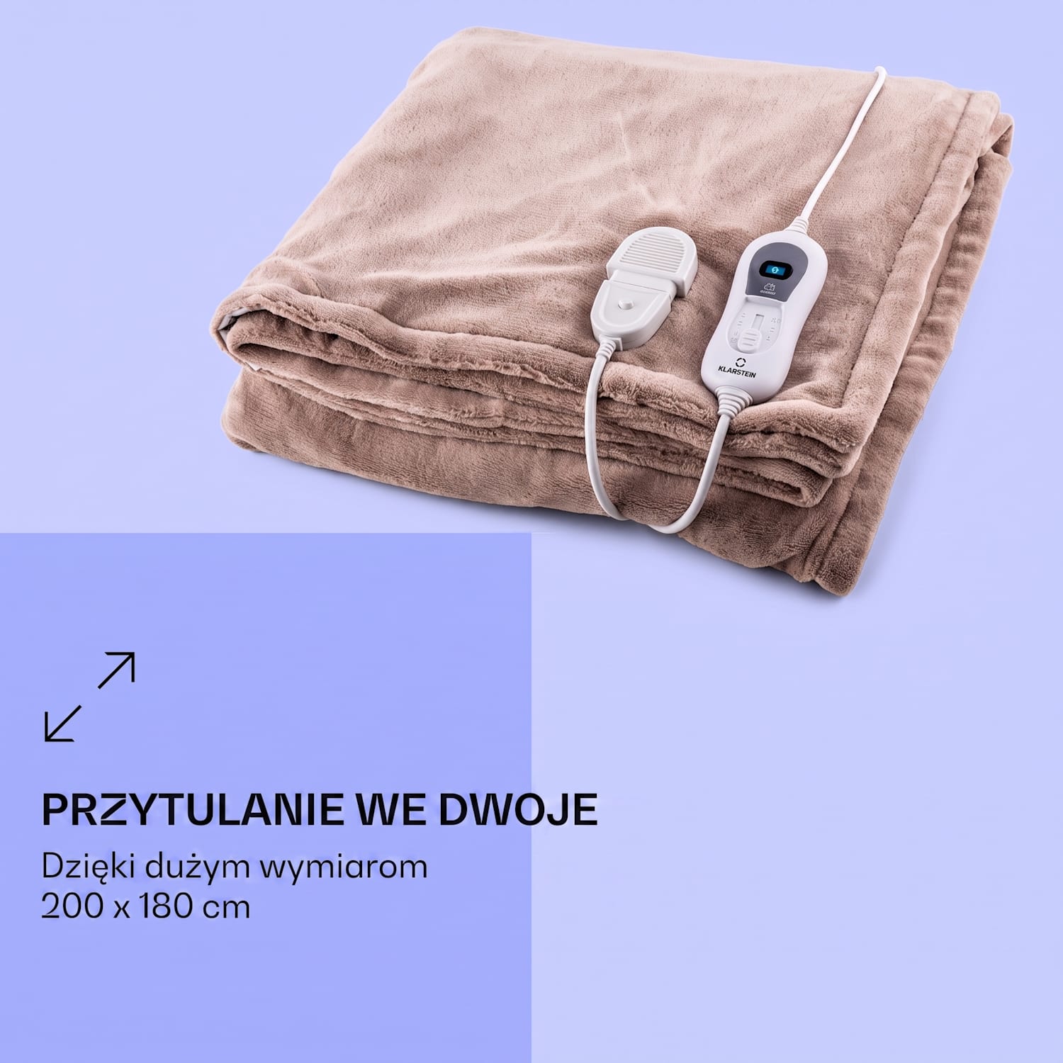 Dr Watson XXL koc elektryczny 120W nadajacy się do prania 200x180cm mi Ciepły Taupe | XXL