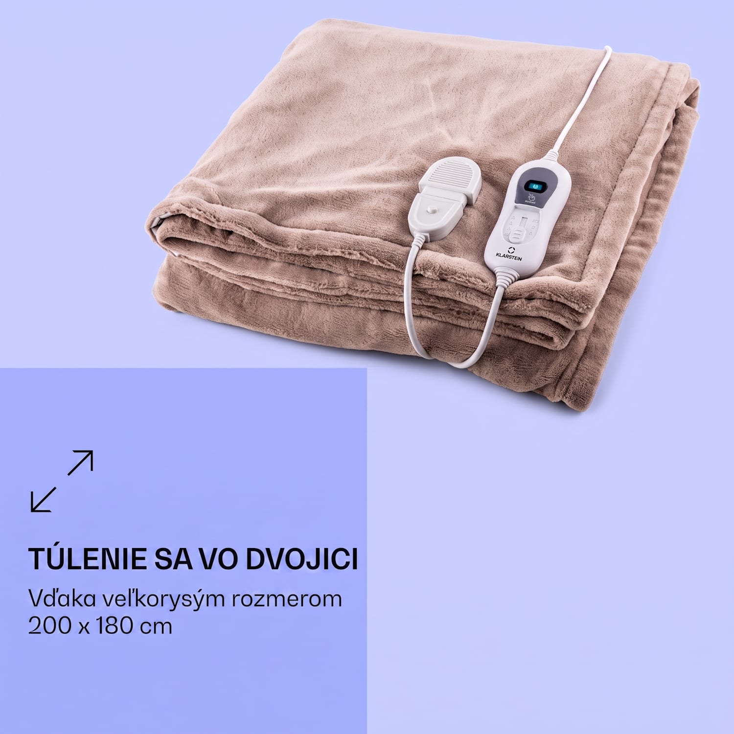 Dr. Watson XXL, vyhrievacia deka, 3 stupne ohrevu, prateľná, 200 x 180 cm, mikroplyš Teplá taupe | XXL
