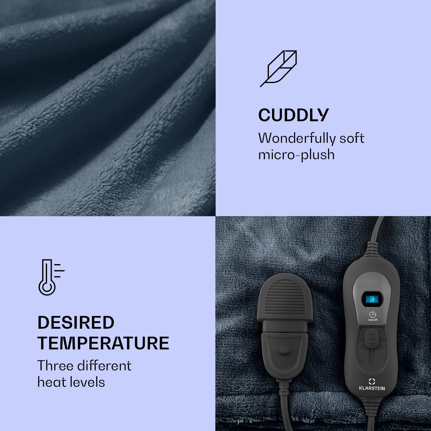 Dr. Watson XL Electric Blanket 120 W 3 Temperature Levels 180 x 130 cm Control Panel 