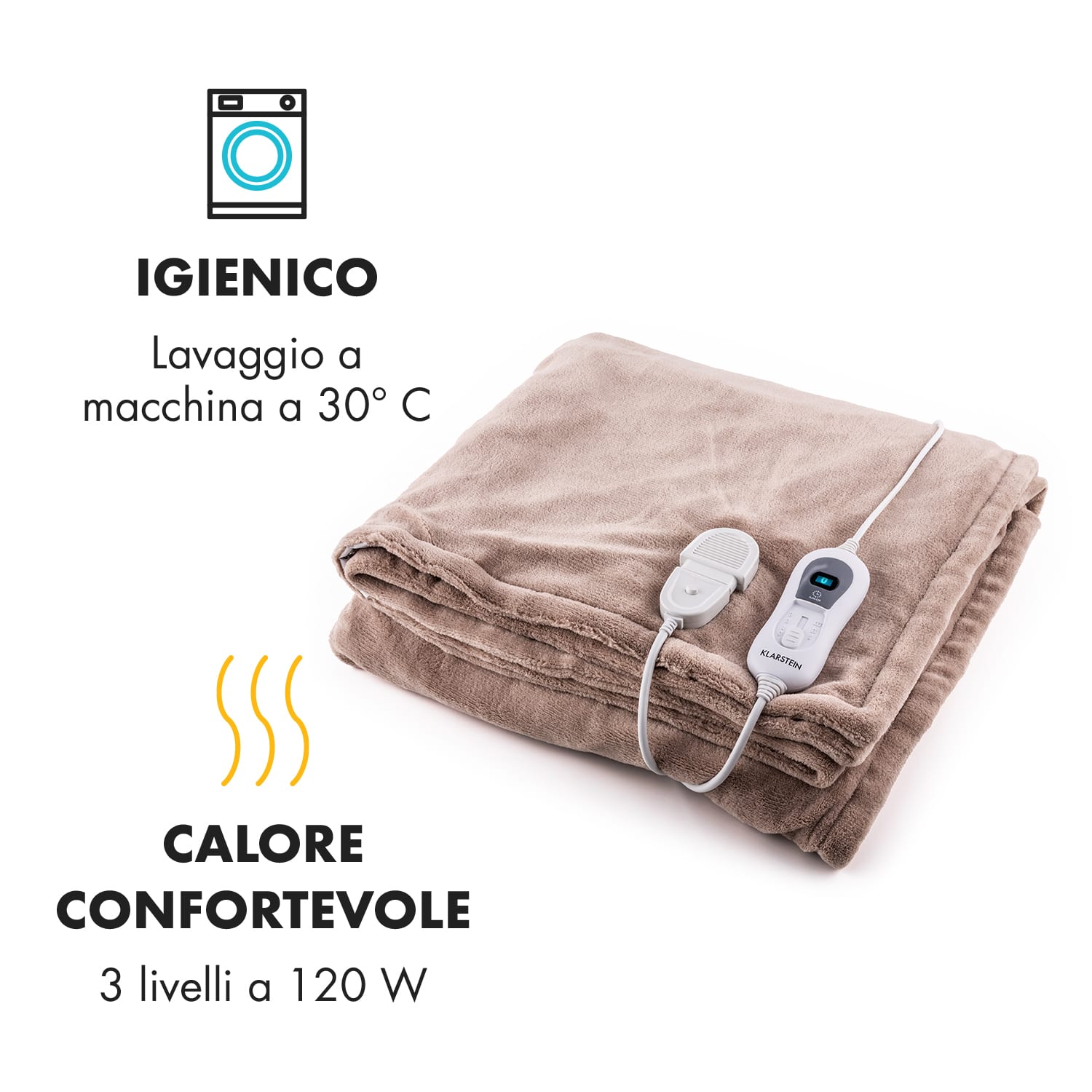 Dr. Watson L Coperta Elettrica 120W Lavabile 150x100cm Beige 