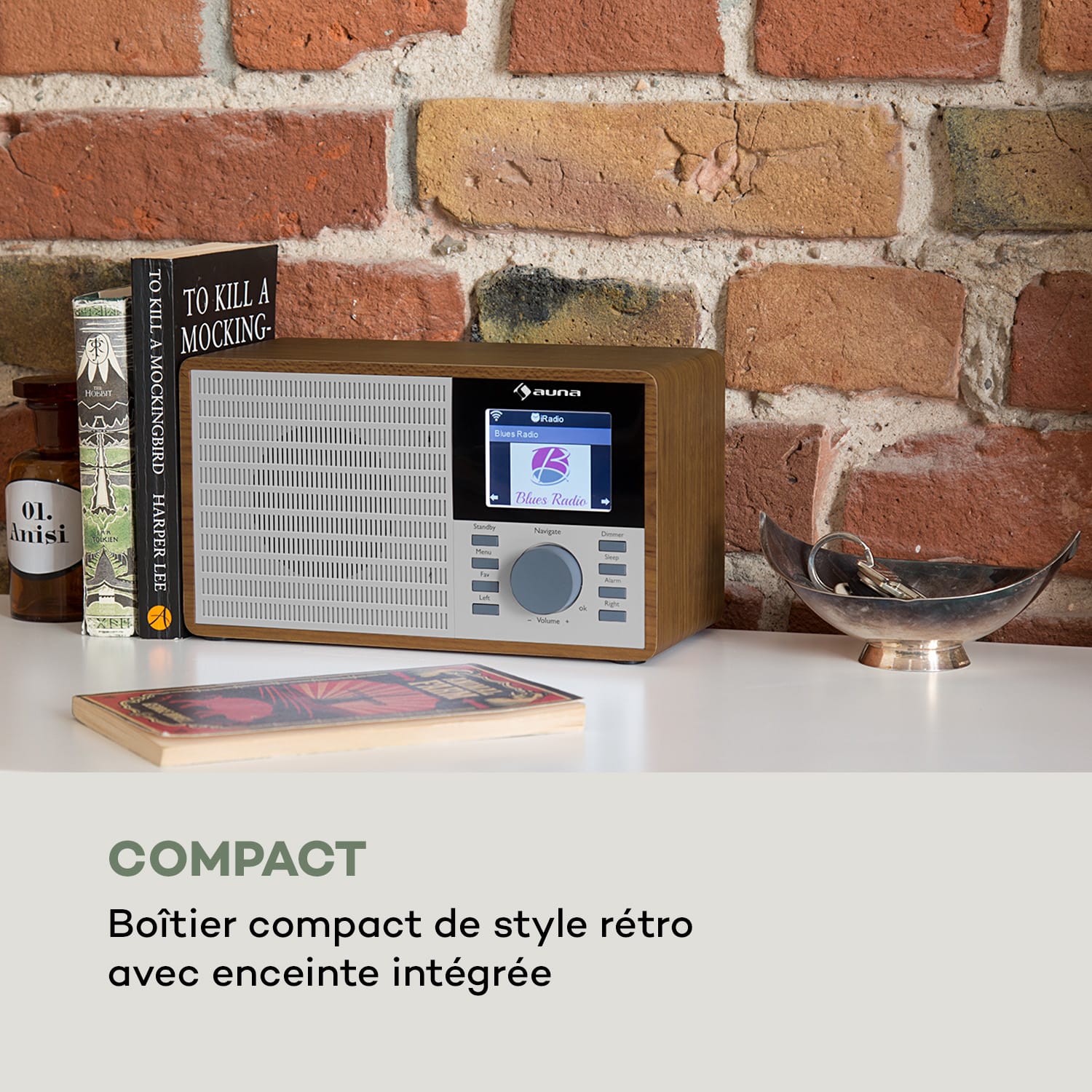 IR-160 Radio internet WiFi USB AUX UPnP 2.8" écran TFT télécommande -marron 