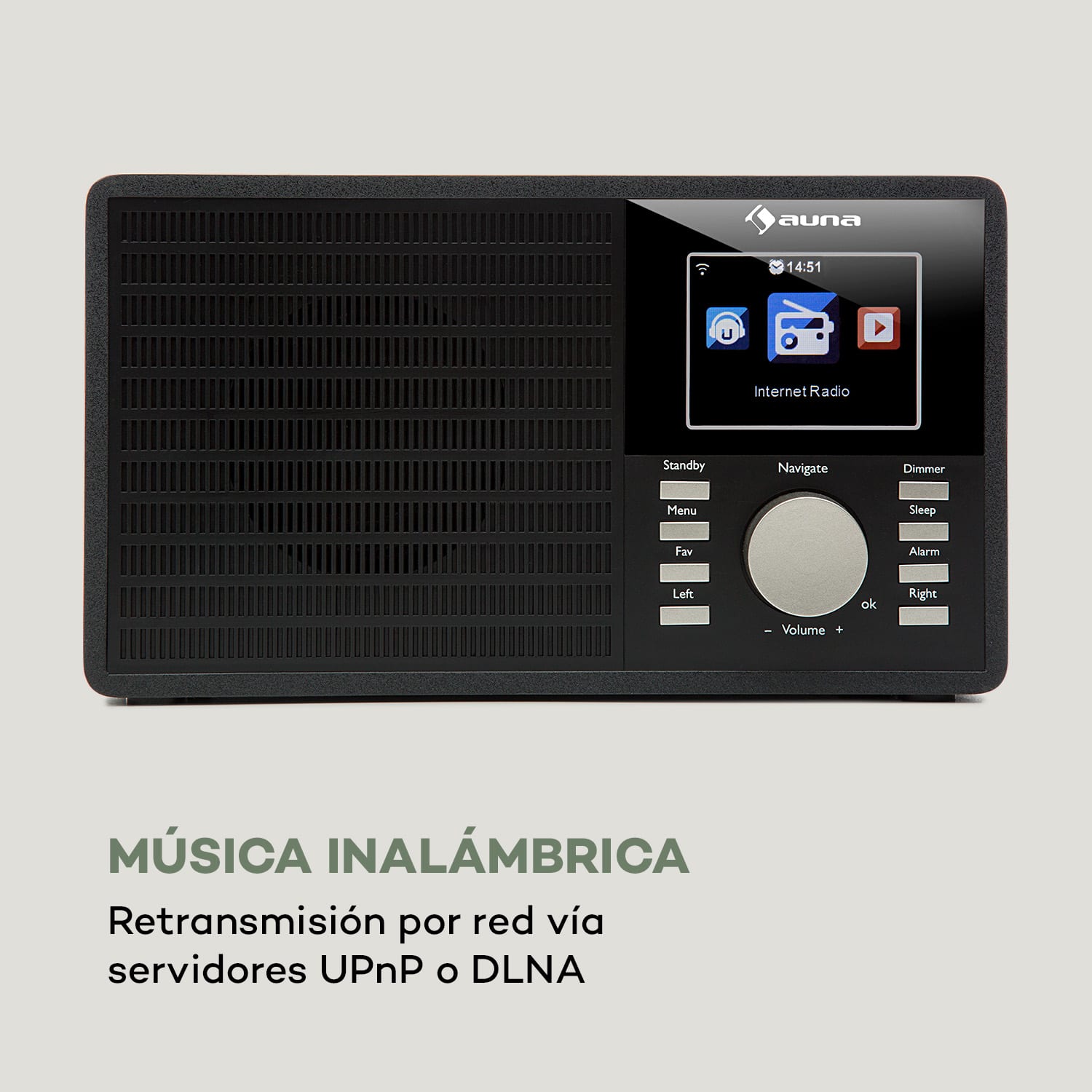 IR-160 Radio por internet Wifi USB AUX UPnP Pantalla TFT de 2,8" Mando a distancia negra Negro