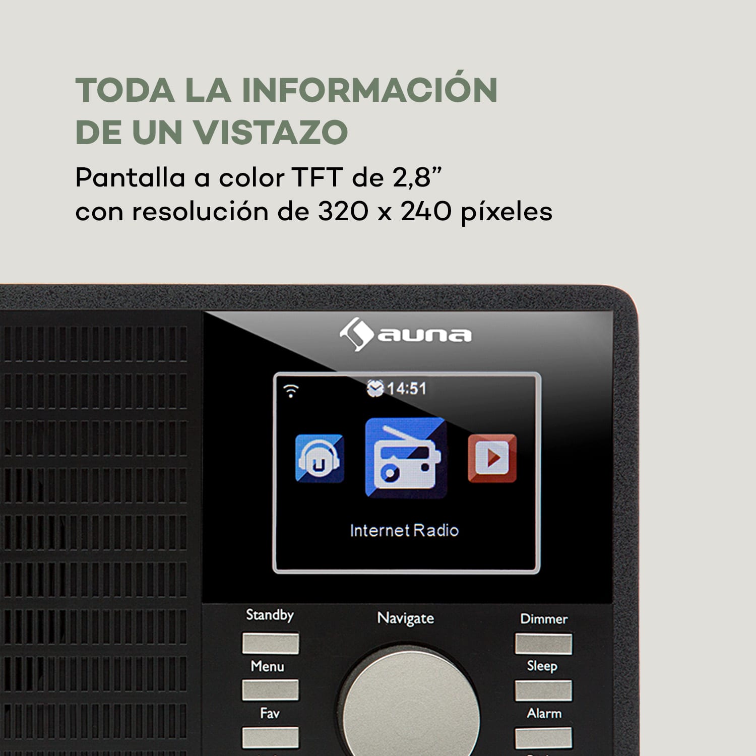 IR-160 Radio por internet Wifi USB AUX UPnP Pantalla TFT de 2,8" Mando a distancia negra Negro