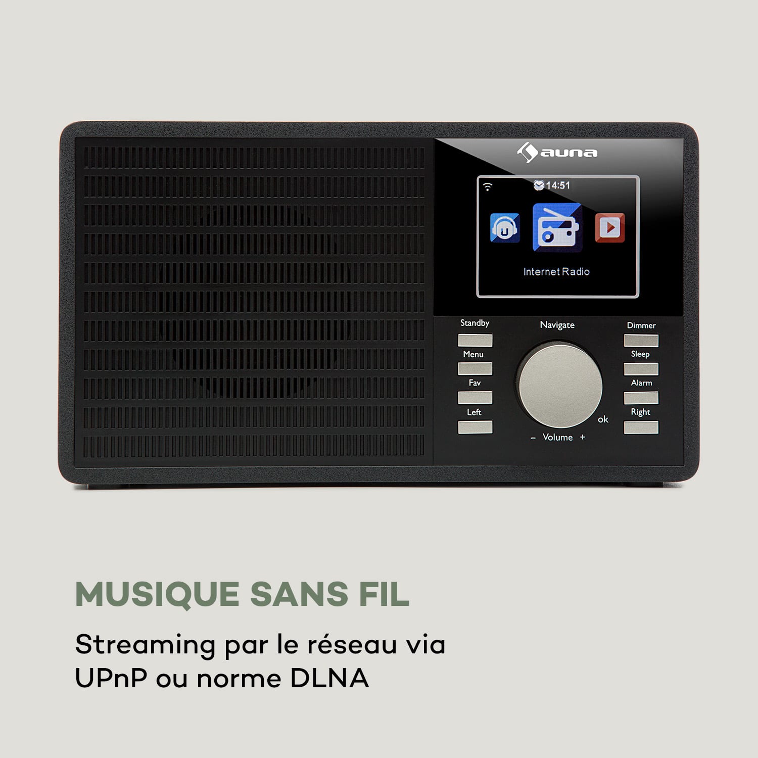 IR-160 internetradio WIFI USB AUX UPnP 2.8" TFT-display afstandsbediening - zwart Zwart