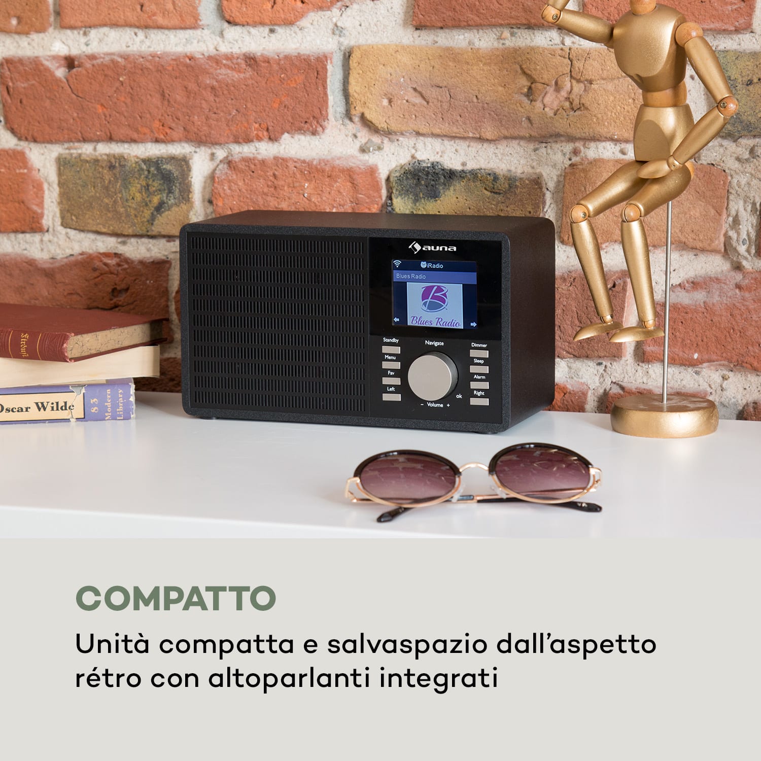 IR-160 Web Radio WLAN USB AUX UPnP 2.8" TFT Telecomando nero Nero