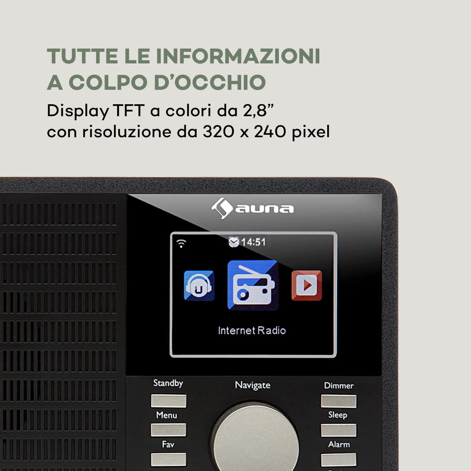 IR-160 Web Radio WLAN USB AUX UPnP 2.8" TFT Telecomando nero Nero
