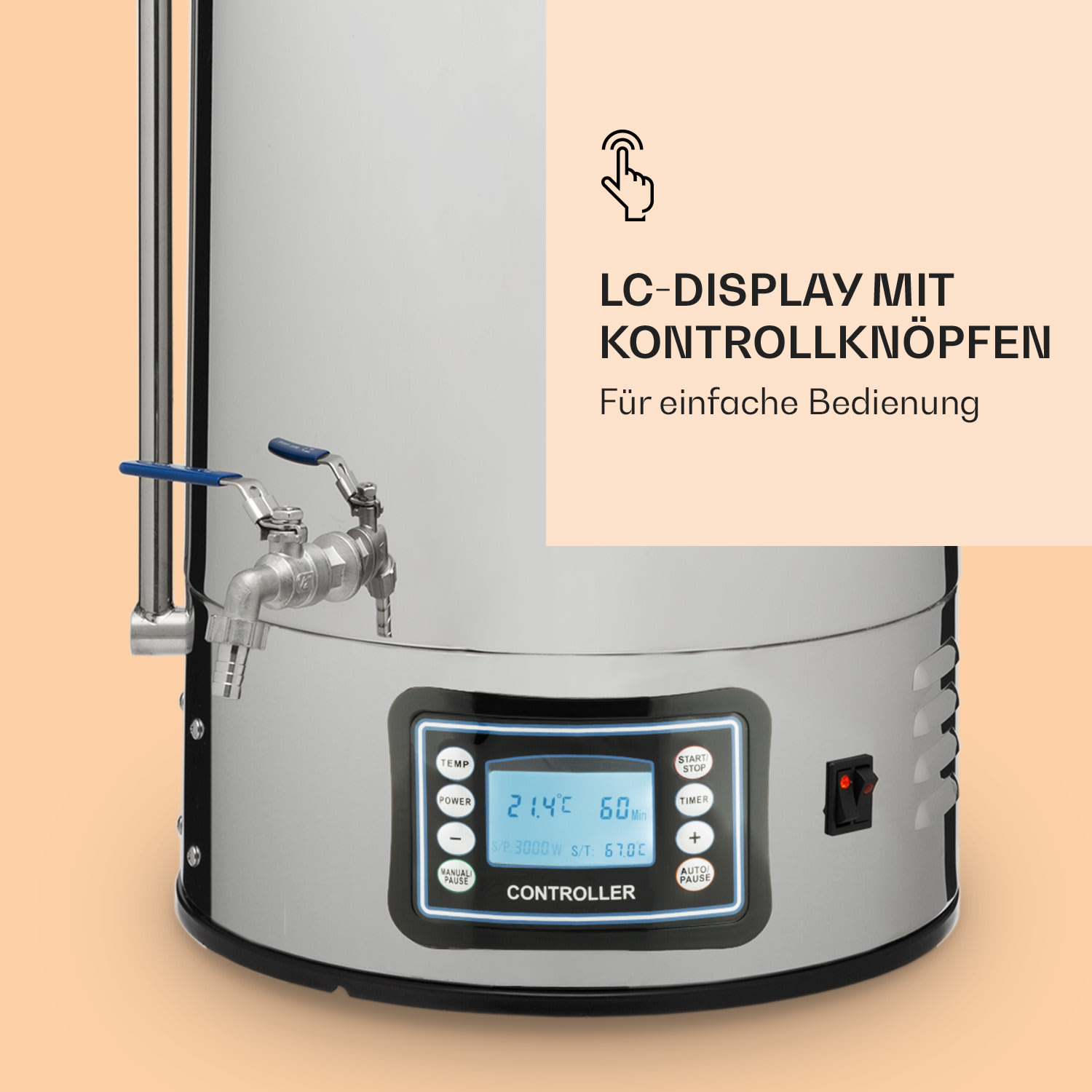 Mundschenk XXL Maischekessel Bierbrauanlage 3000W 50l 304 Edelstahl XXL | Silber-Metallic