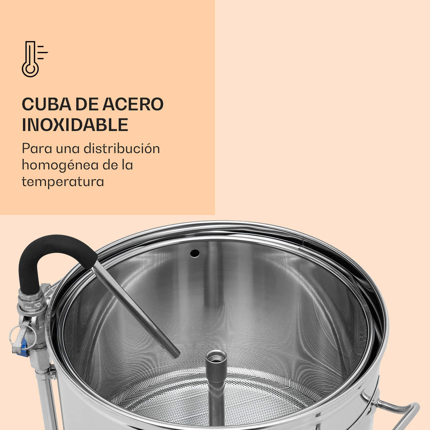 Caldera de maceración Mundschenk XXL sistema de elaboración de cerveza 3000W 50l 304 acero inoxidable XXL | Plata Metálica