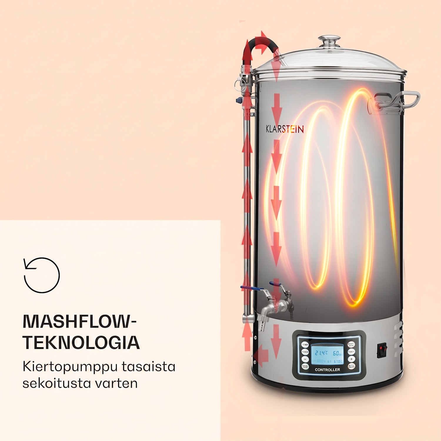 Mundschenk XXL mäskäyskattila oluenpanojärjestelmä 3000 W 50 l ruostumatonta 304-terästä XXL | Hopea Metallinen