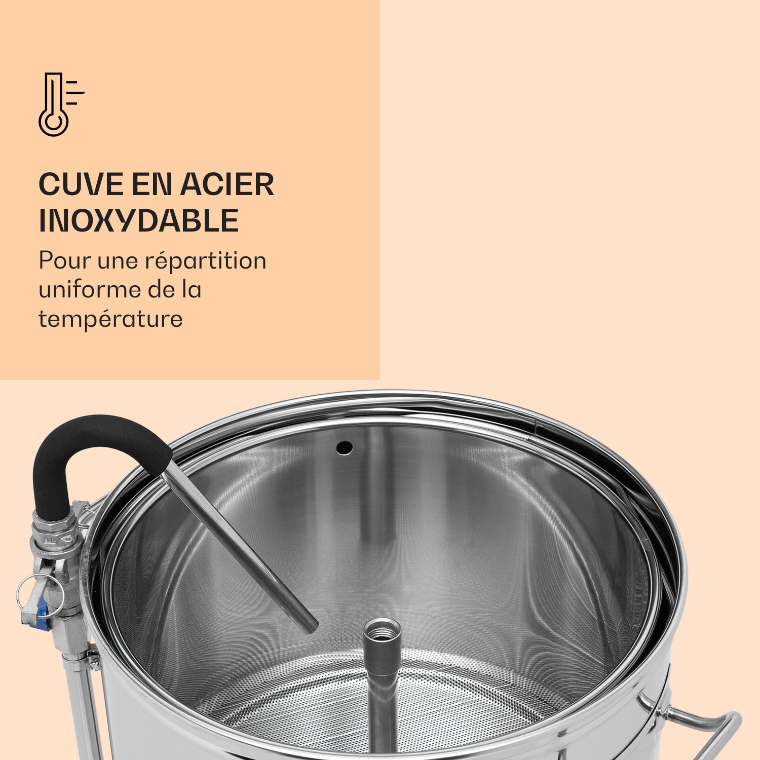 Mundschenk XXL cuve de brassage 3000 W 50l en acier inoxydable 304 XXL | Argent Métallisé