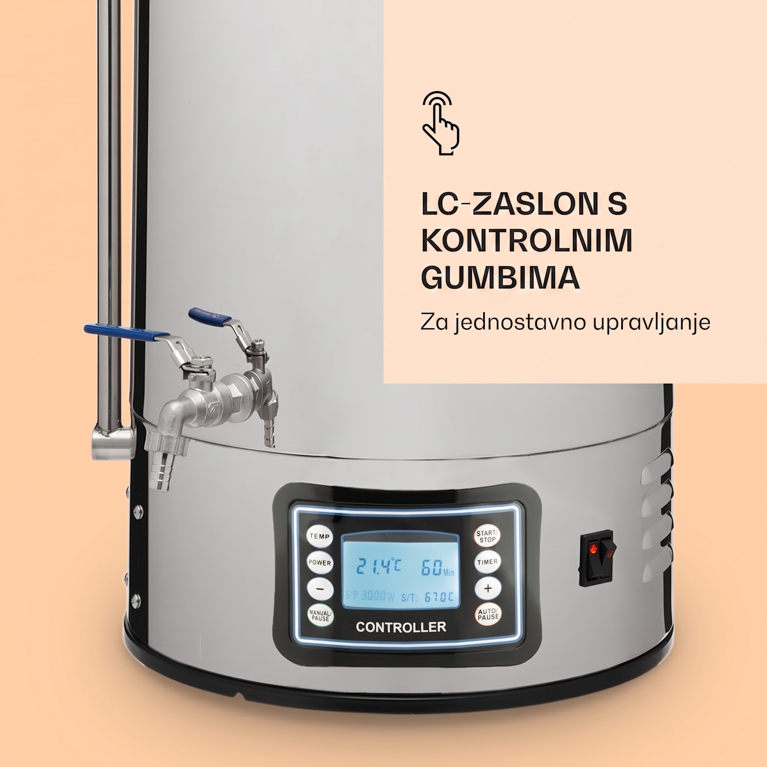 Mundschenk XXL kotao za kuhanje piva, nehrđajući čeliki, 3000W, 50l XXL | Srebrna metalik