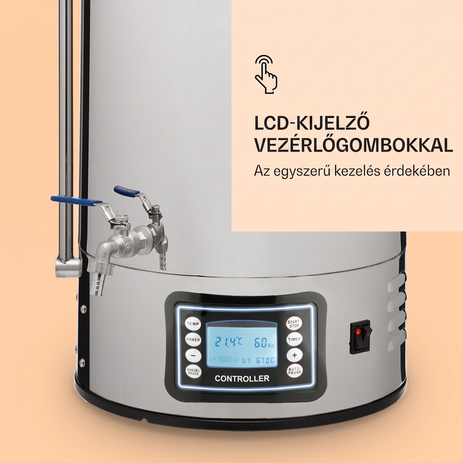 Mundschenk XXL, sörfőző üst, 50 l, 2500 W, sörfőző készülék - szett, rozsdamentes acél XXL | Ezüst metál